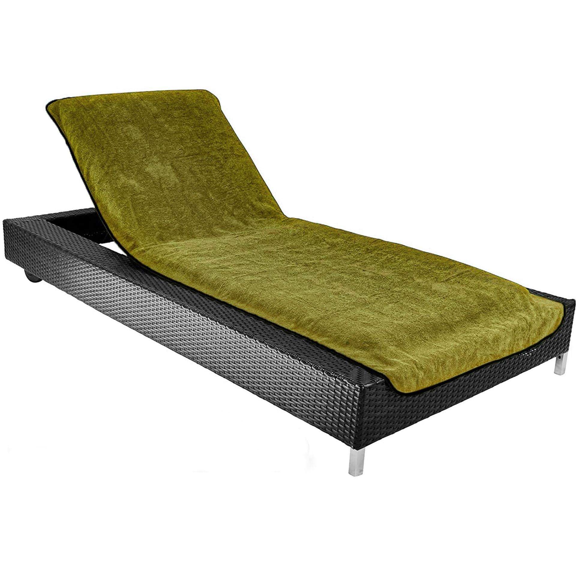 Beach Lounger Chair Towel Cover 100% Organic Cotton Slipcover for Garden & Camping Chairs - Green 72.5 x 200cm