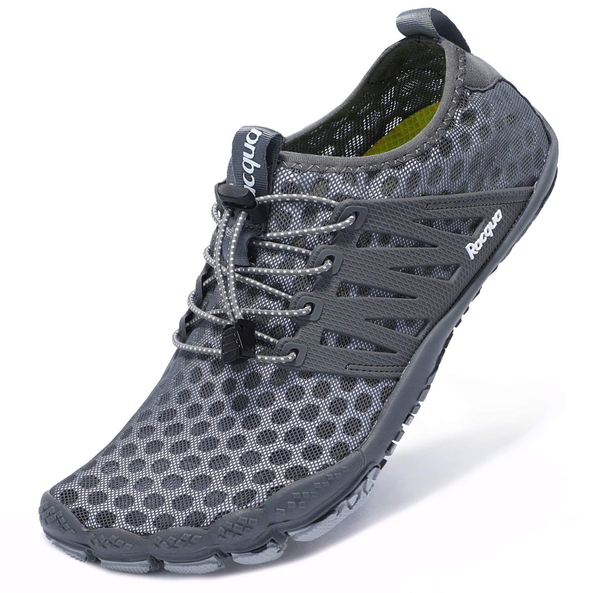 Quick Dry Swim Shoes Barefoot Aqua Water Sports Beach Pool Surf Walking Footwear for Men & Women - Grey UK 7.5