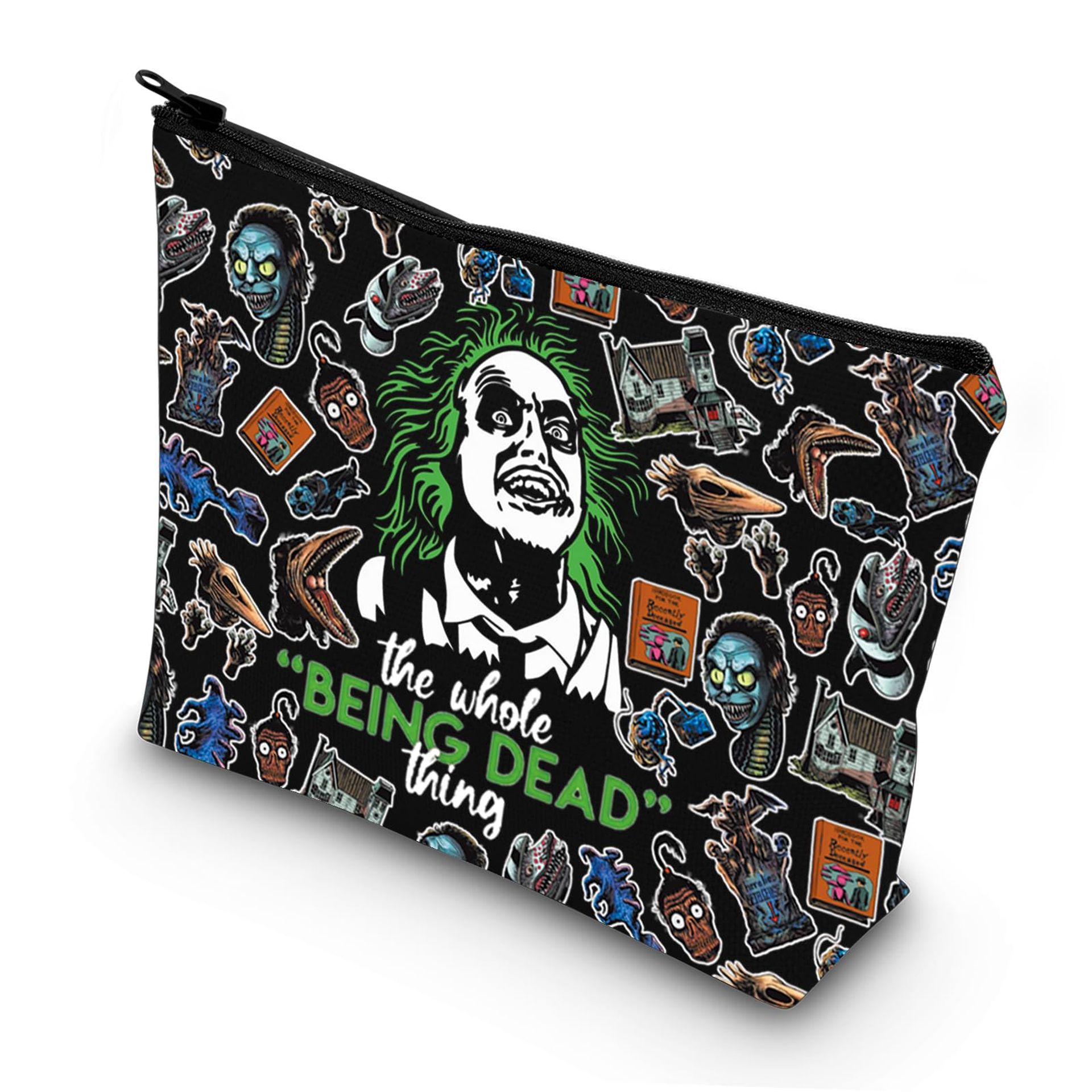 Ghost & Lydia Deetz Cosmetic Bag Funny Quote Zipper Pouch Gift for Fans - Being Dead Lt Make Up Bag