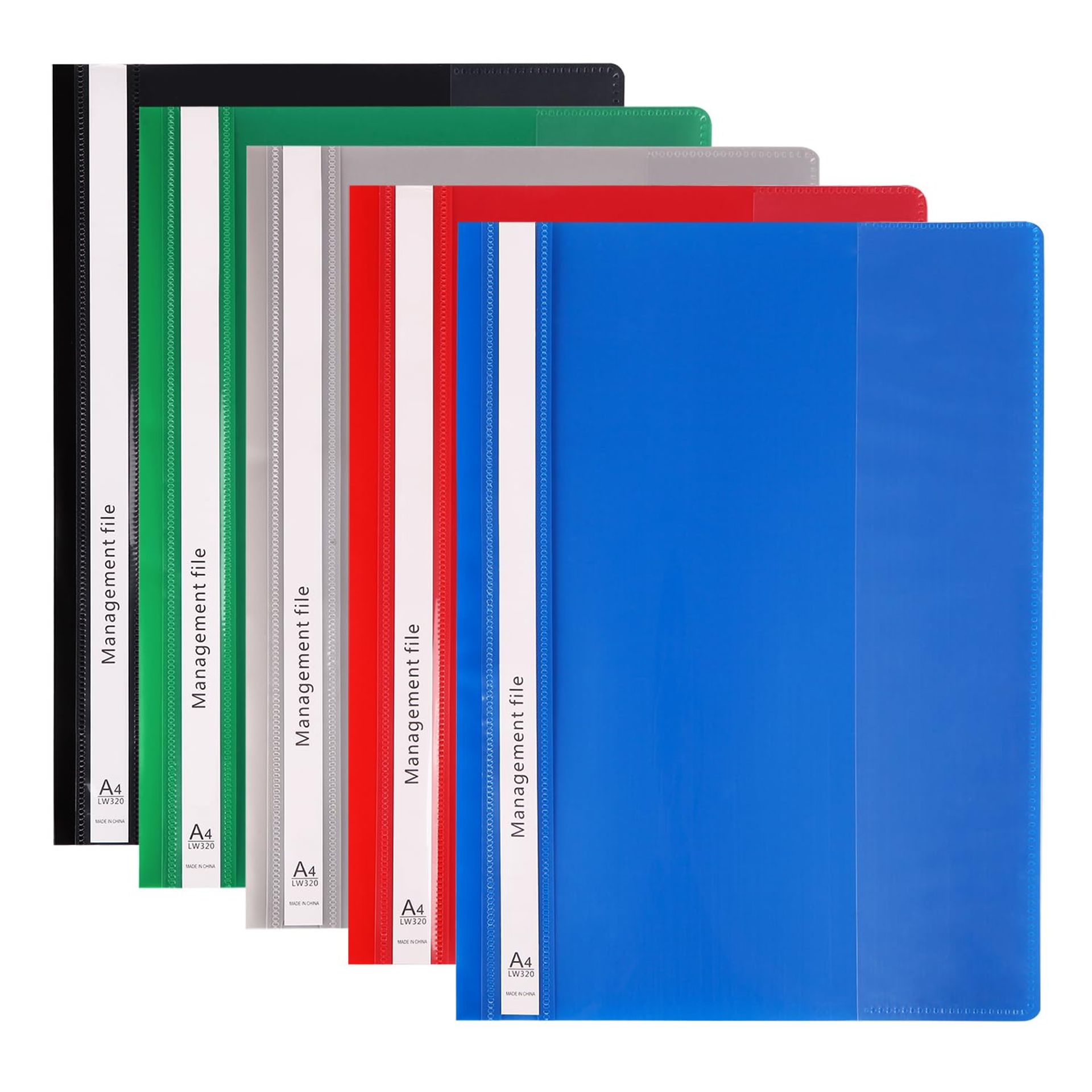 A4 Project Folders 2 Prong Plastic Report Files 30 Pack Waterproof Durable for Office and School - Multicoloured LW320