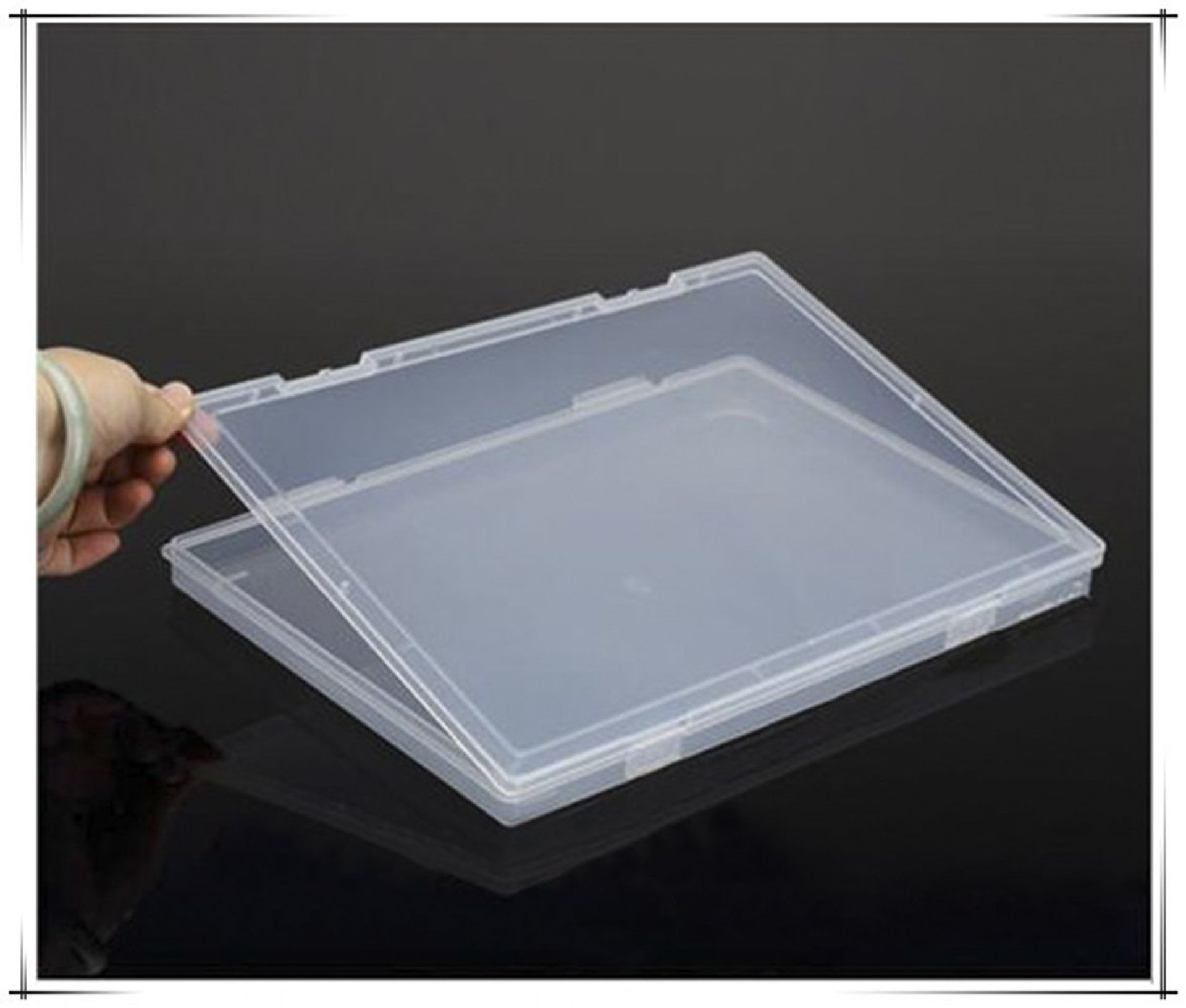 Portable A4 File Storage Box Transparent PP Document Organiser Case for Papers and Magazines - Clear 2PCS