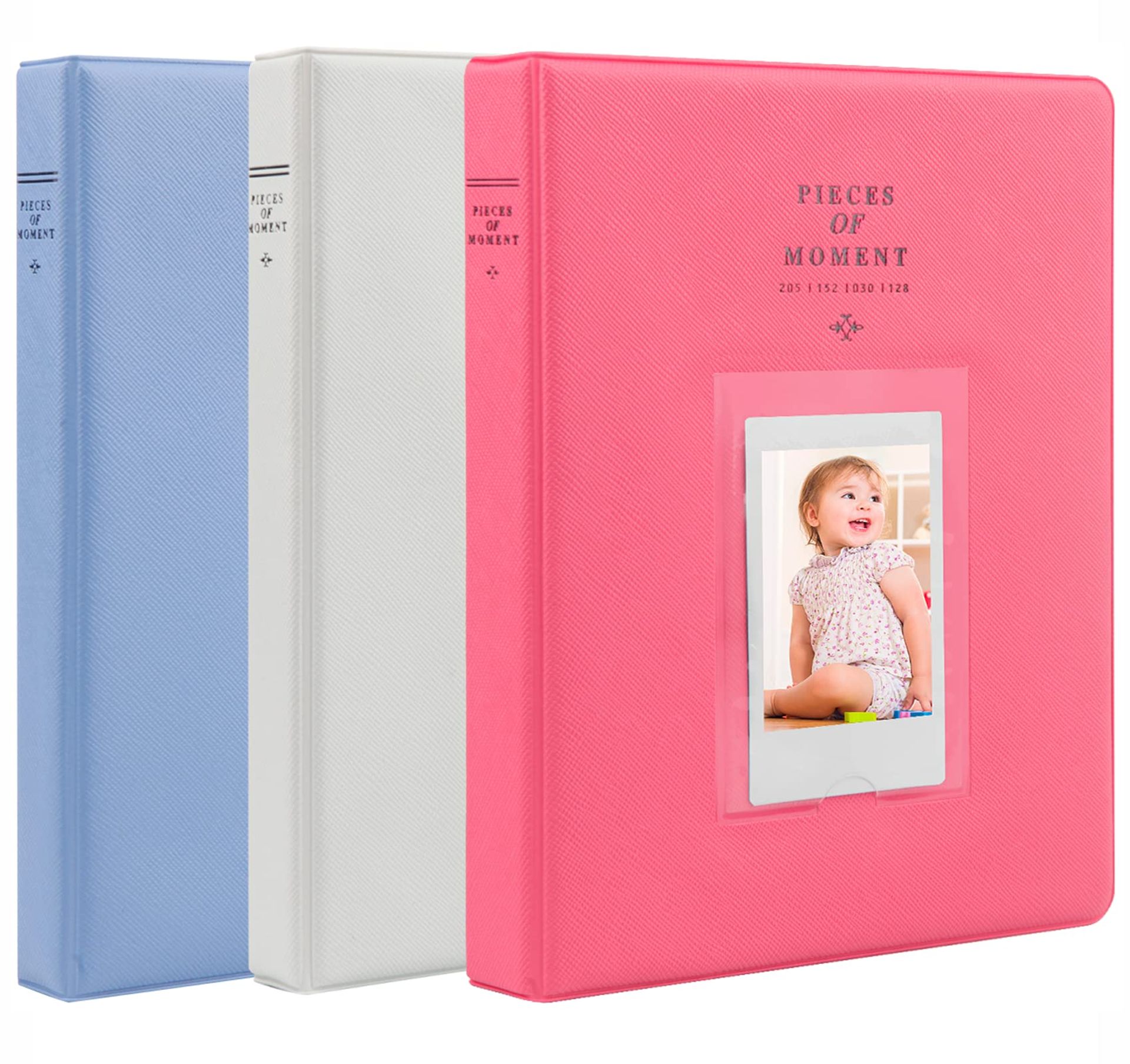 Crefotu 3-Piece Mini Photo Album & Camera Case for Instax Mini (Dark Pink, Blue, Grey-White)