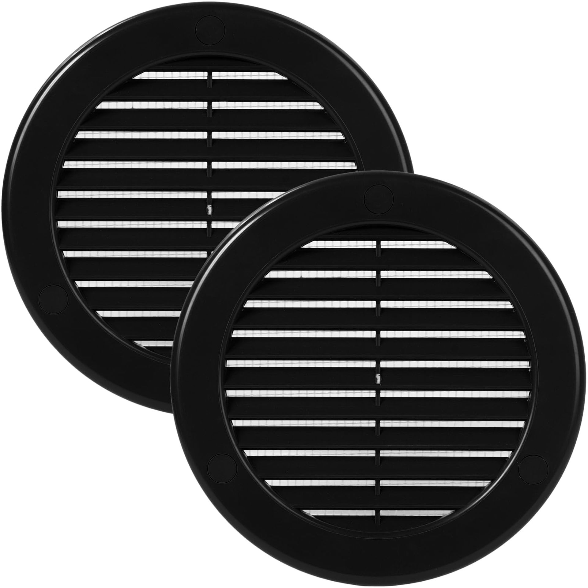 8'' Black Soffit Vent Cover with Insect Screen - Pack of 2 - Ideal for HVAC & Kitchen Vents