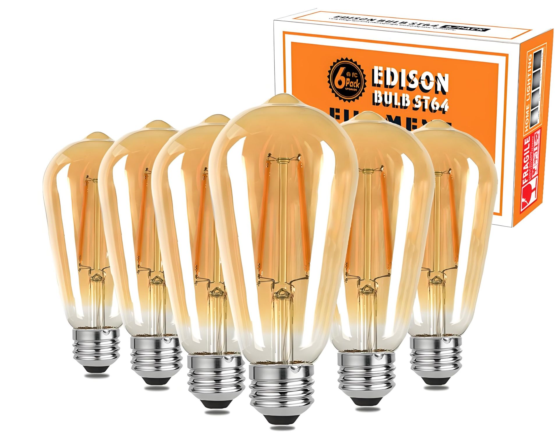 LED Light Bulbs Vintage Edison Style E27 Screw 6W Dimmable Warm White 2700K - E27 ST64 Warm White