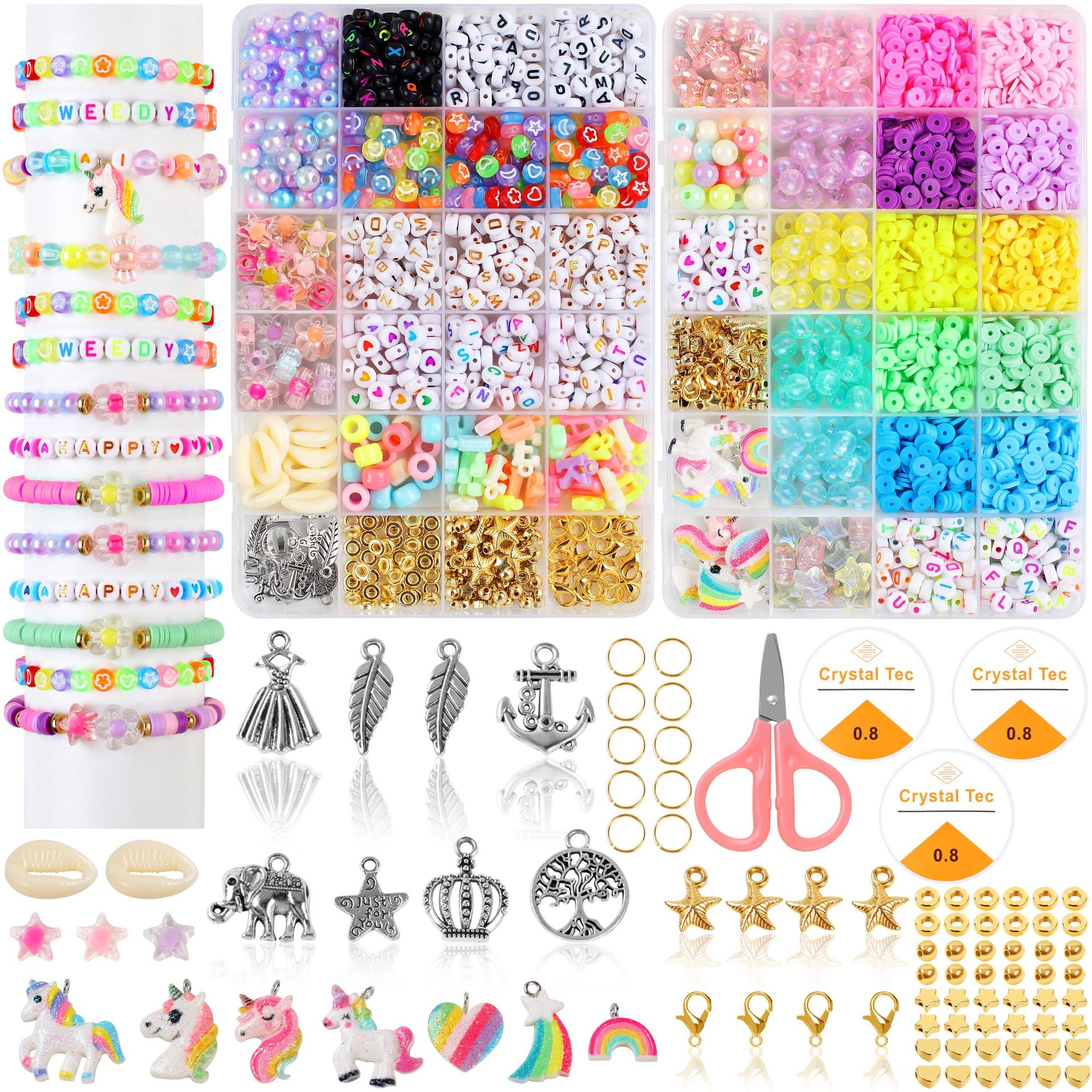 Friendship Bracelet Kit with Imitative Jade Beads & Charms - Perfect Birthday Gift for Girls