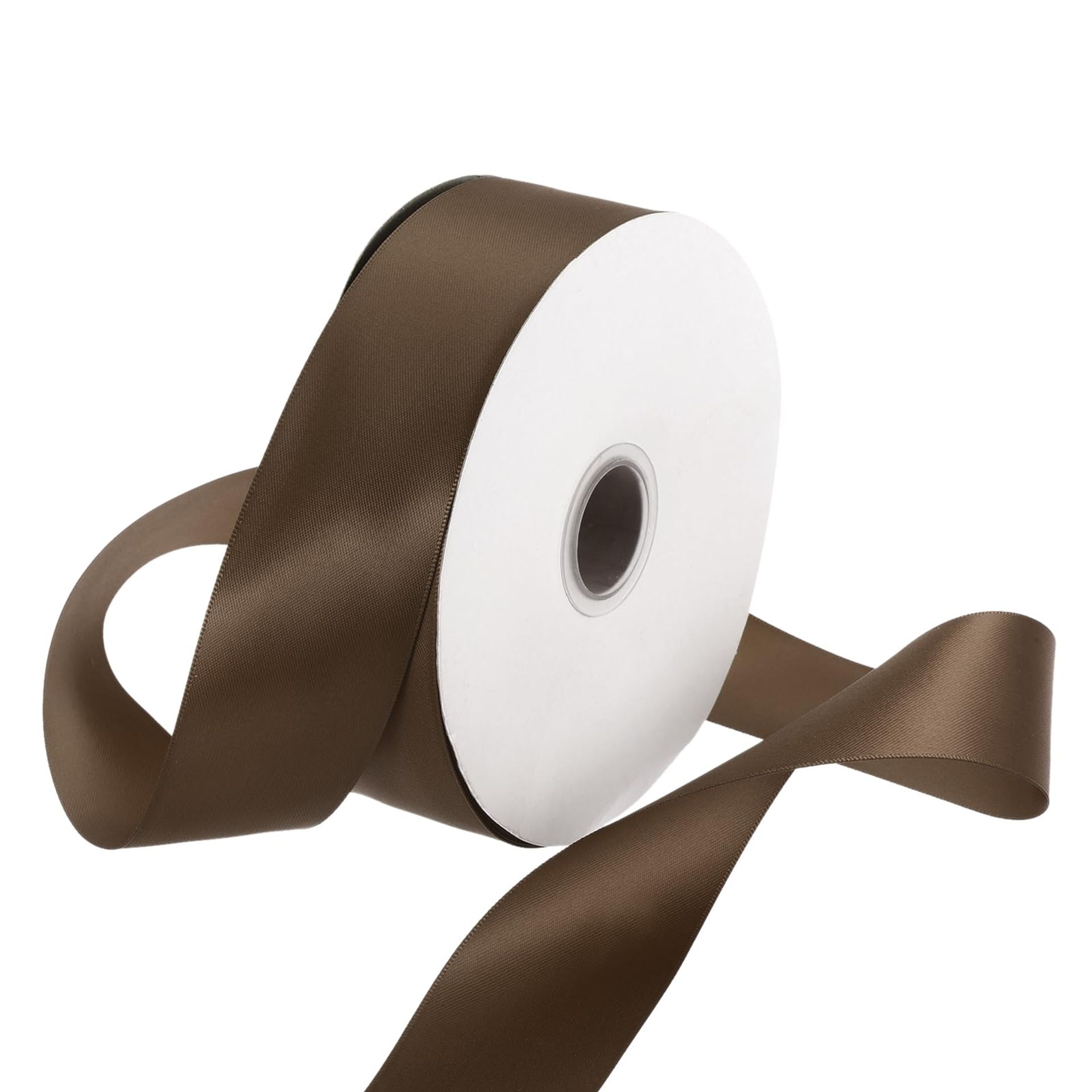 Rebower 38mm Satin Ribbon 46m Thick Double Face Grosgrain Silk Ribbon, [for Gift Wrapping, Hair Bows, Wedding, Cake, Flower] - 50 Yard/150ft/Coffee