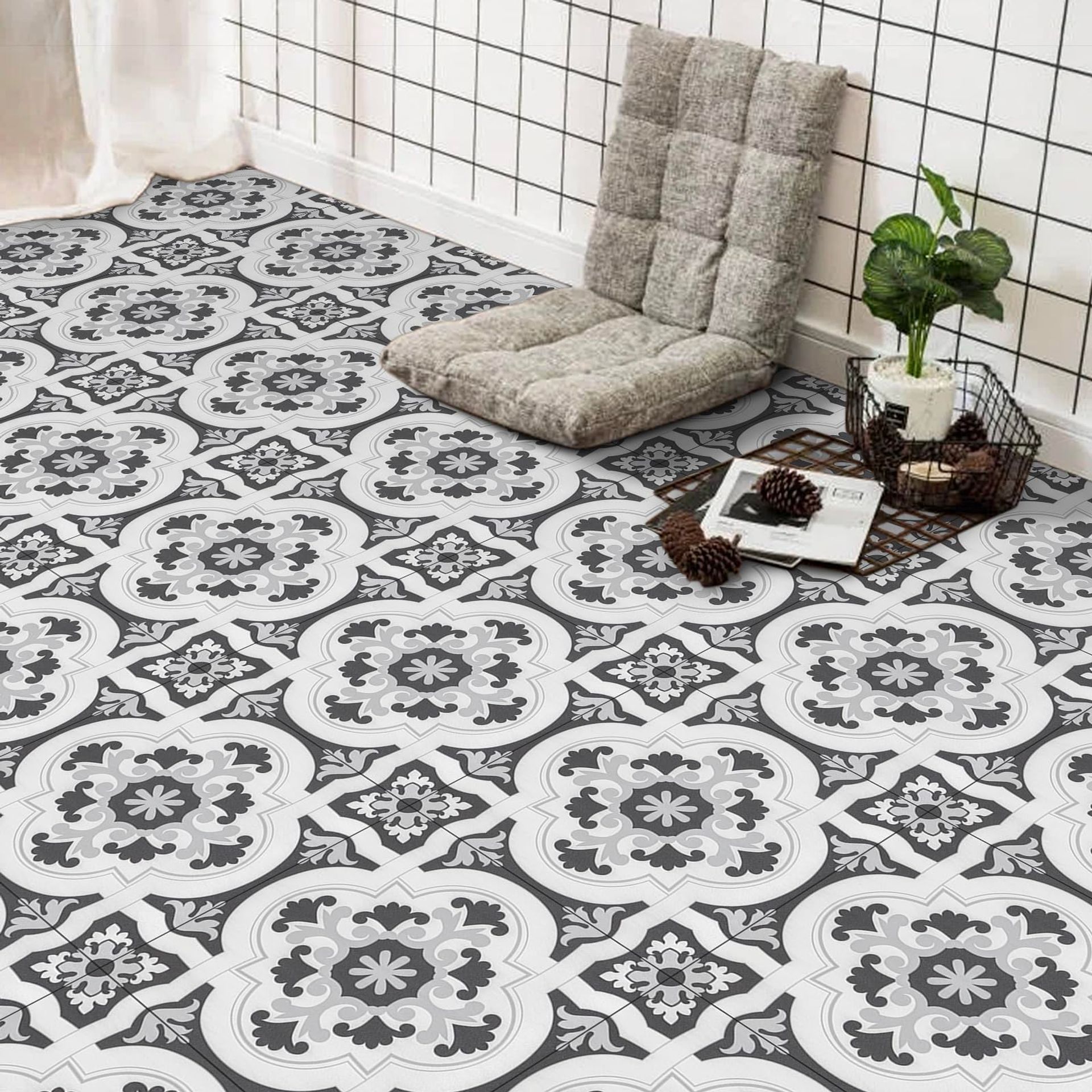 Peel & Stick Vinyl Floor Tiles, Self Adhesive, Waterproof, 30x30cm 20pcs, Ideal for Bathroom & Kitchen