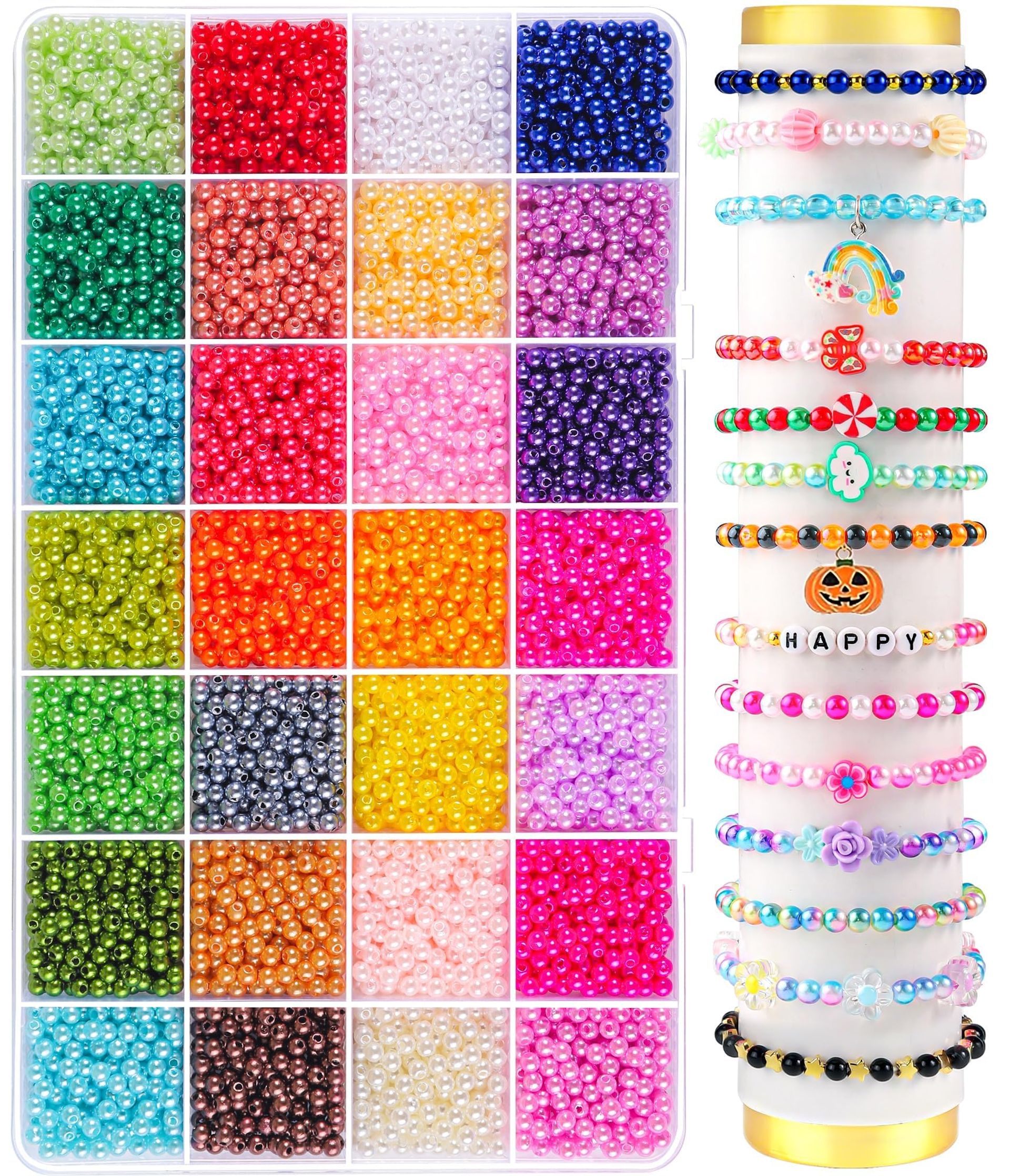 4200PCS Colourful 4mm Pearl Beads Kit for DIY Jewellery & Crafts