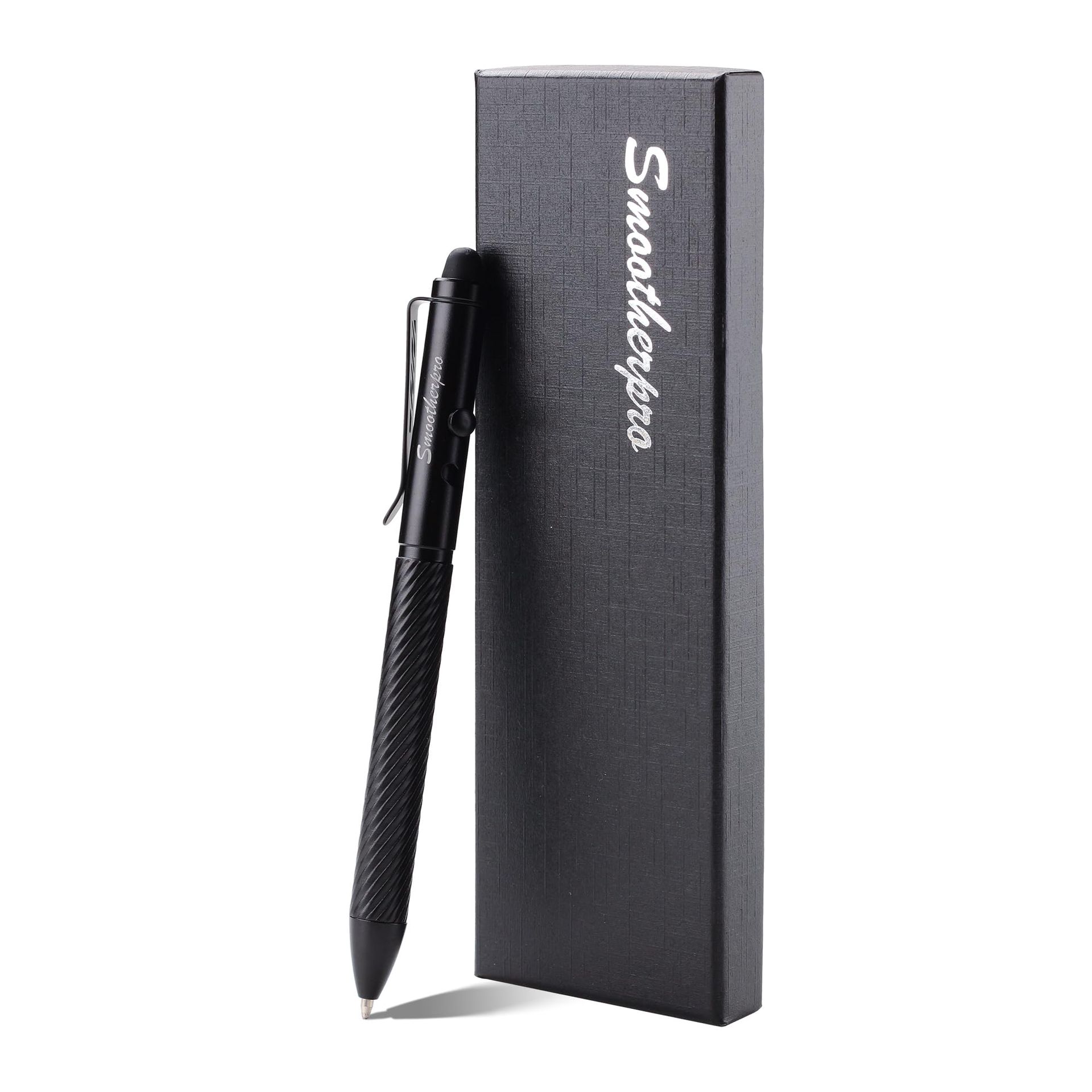 Black SMOOTHERPRO Stylus Bolt Action Pen for iPad & iPhone - Ideal for EDC & Signature Writing