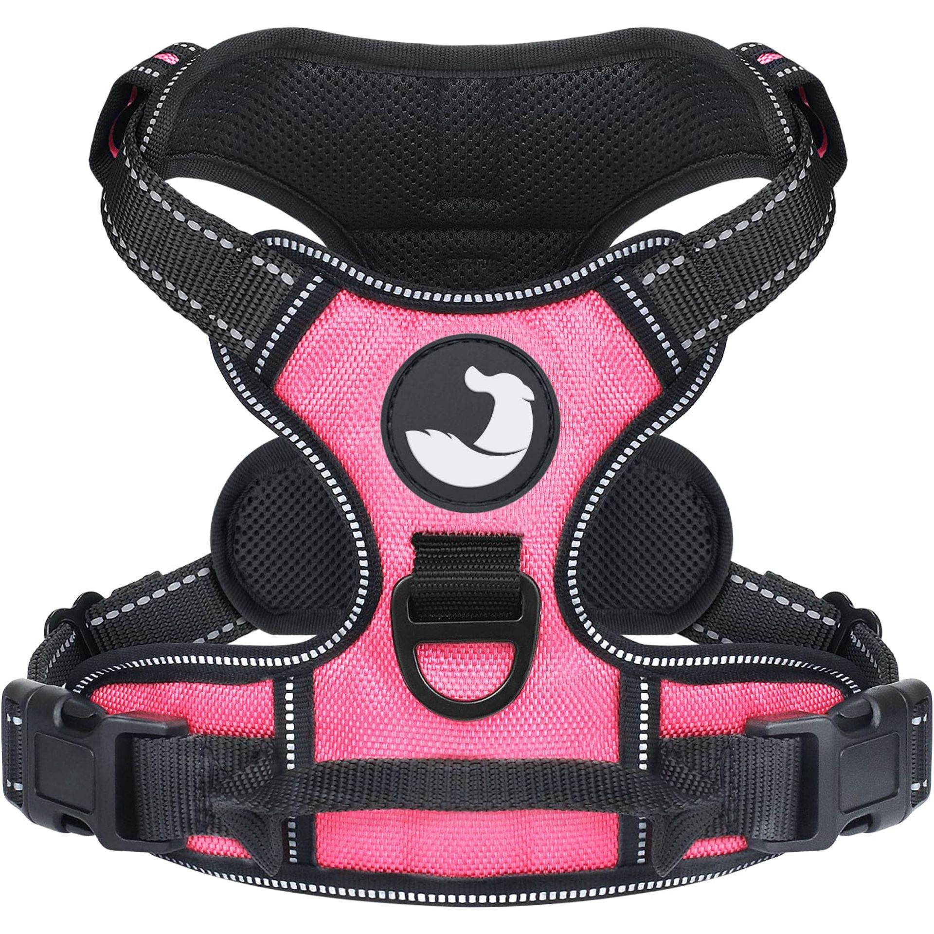 No-Pull Dog Harness XL, Pink - Dual Leash Clips, Adjustable, Soft Padded, Reflective for Safe Walking & Training