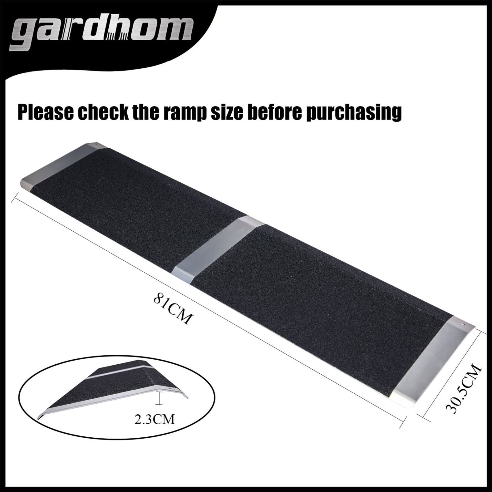 Anti-Skid Wheelchair Ramp 81x30.5x2.3cm, Gardhom 272KG Loading Capacity A