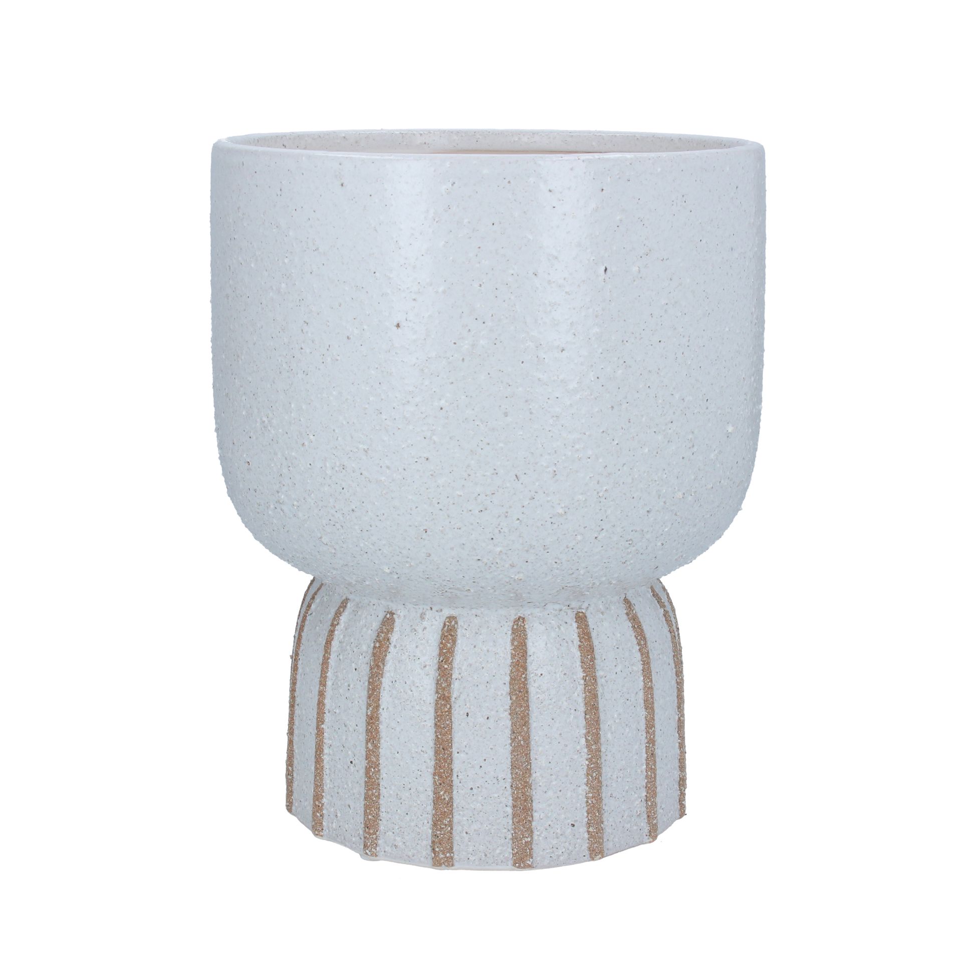 1 x Gisela Graham White/Nat Textured Stoneware Pot Cover Lrg     