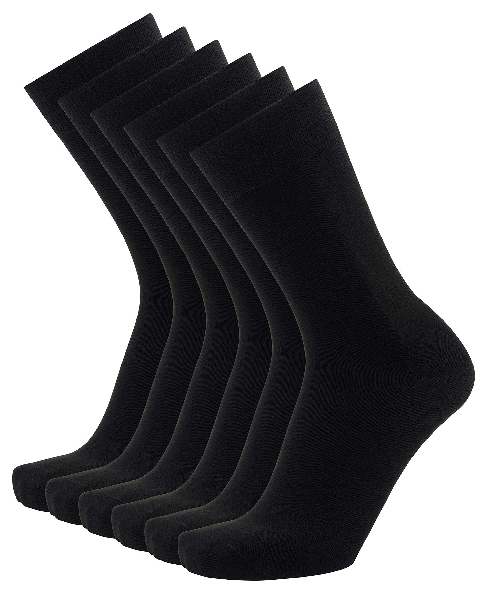 Men’s Bamboo Cotton Crew Socks 6 Pairs Super Soft Breathable Odour Resistant Everyday Comfort - Black 6-8
