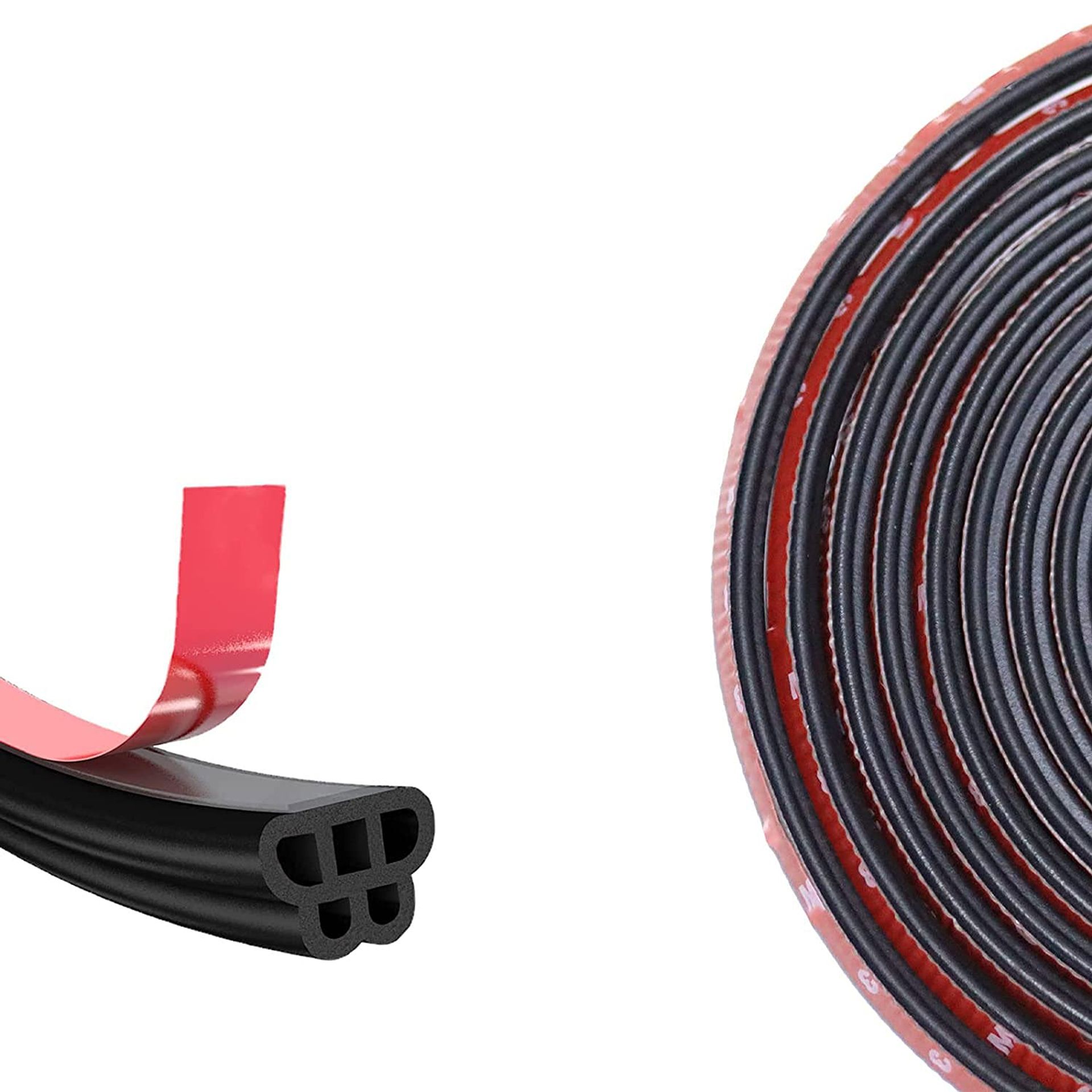 Universal Car Door Edge Protector Self Adhesive Rubber Seal Weatherstrip for Cars, Trucks, RVs & Boats - Black 21M