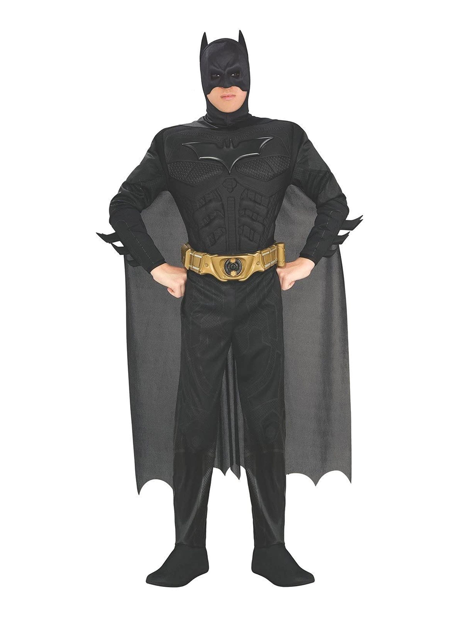 Adult Batman Muscle Chest Costume Superhero Fancy Dress Outfit by Rubies - Black XL