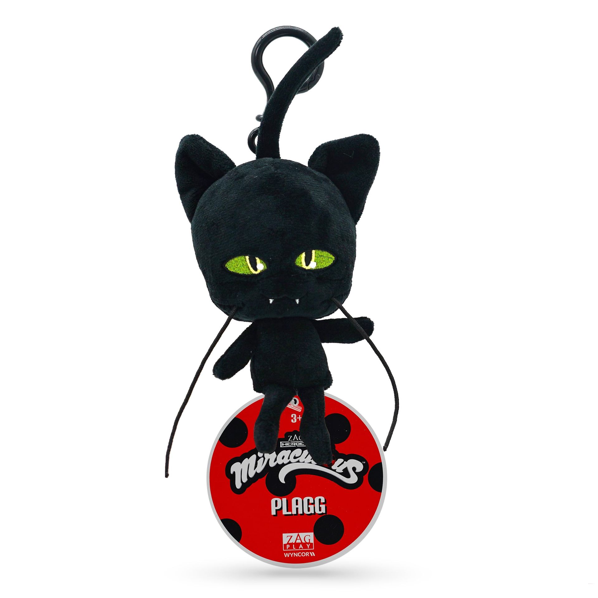Kwami Lifesize Plagg 5-inch Cat Plush Toy – Super Soft Collectible with Glitter Eyes & Backpack Keychain