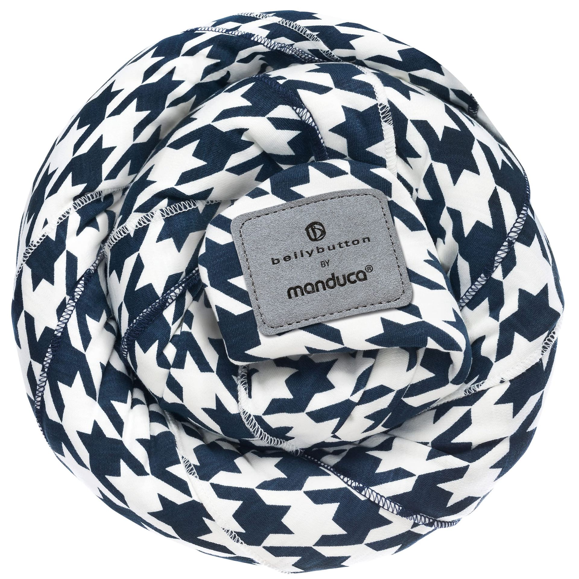 Elastic Baby Sling Carrier for Newborns Organic Cotton GOTS Certified Manduca Comfort Fit - Pepita Navy 5.10x0.60m