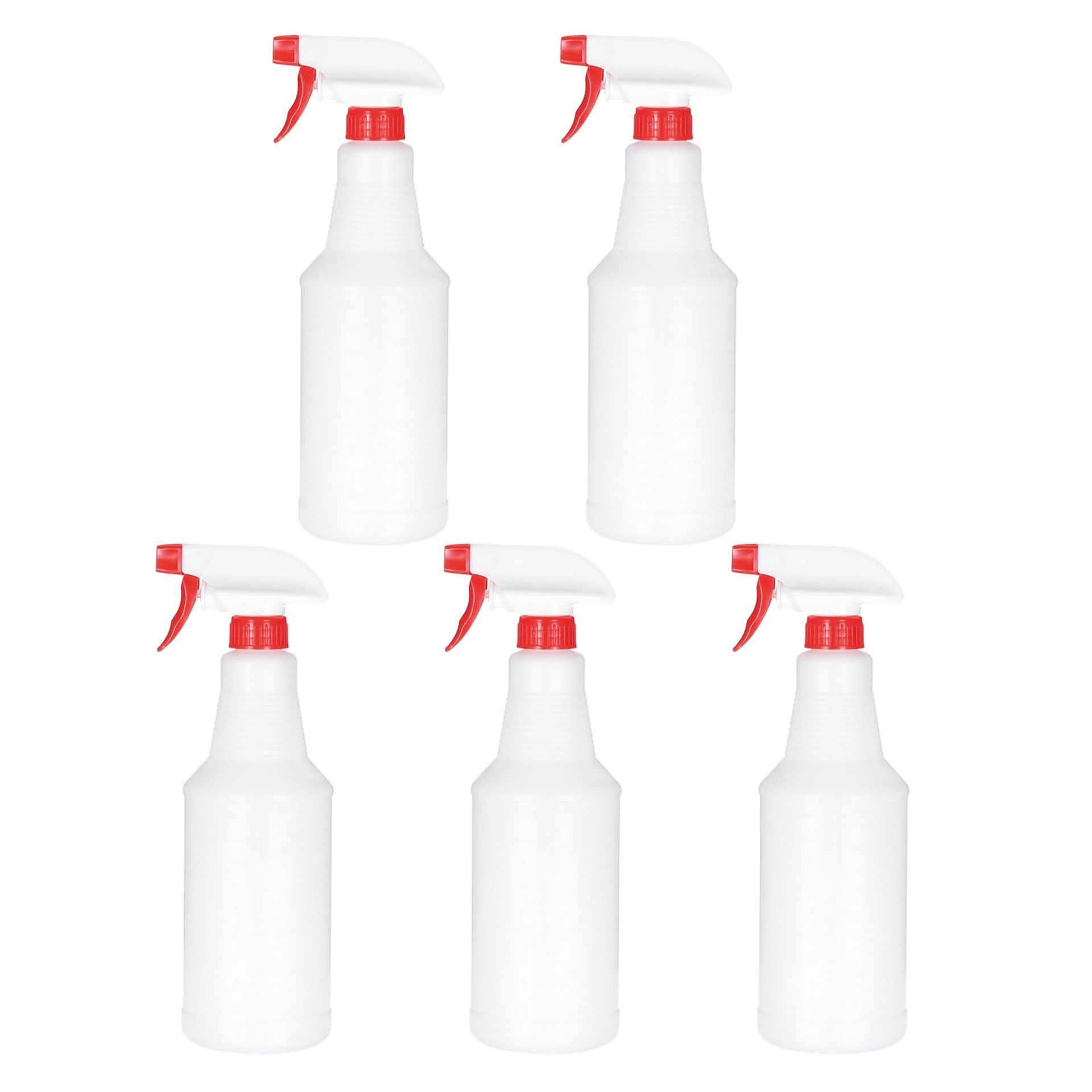 Plastic Spray Bottles 750ml Refillable Leakproof Adjustable Nozzle for Cleaning Plants Hair Care 5 Pack - Red White 750ml