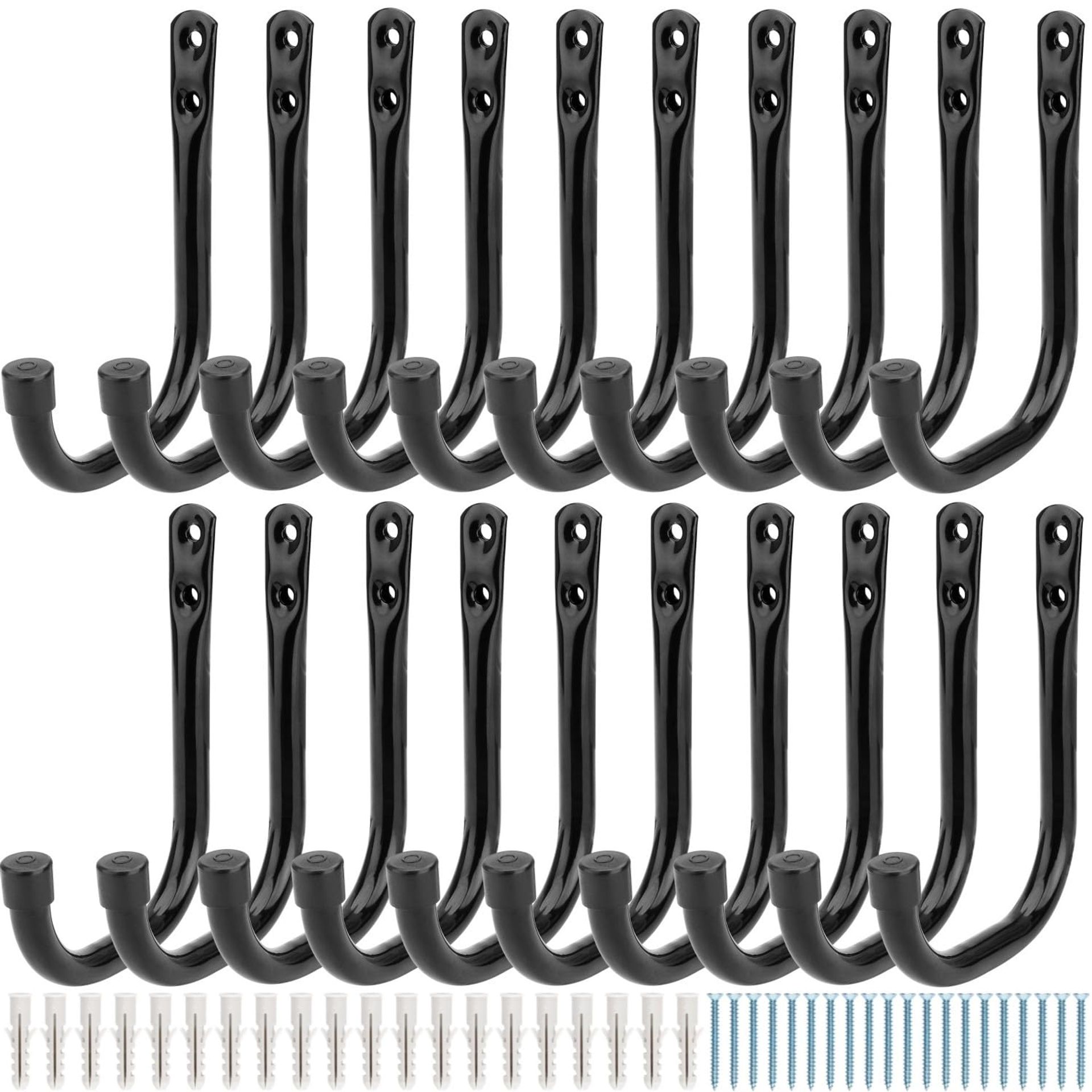 Garage Storage Hooks Set 20 Pcs Heavy Duty Utility Wall Mount for Tools, Ladders, and Bikes - Black 10.5cm