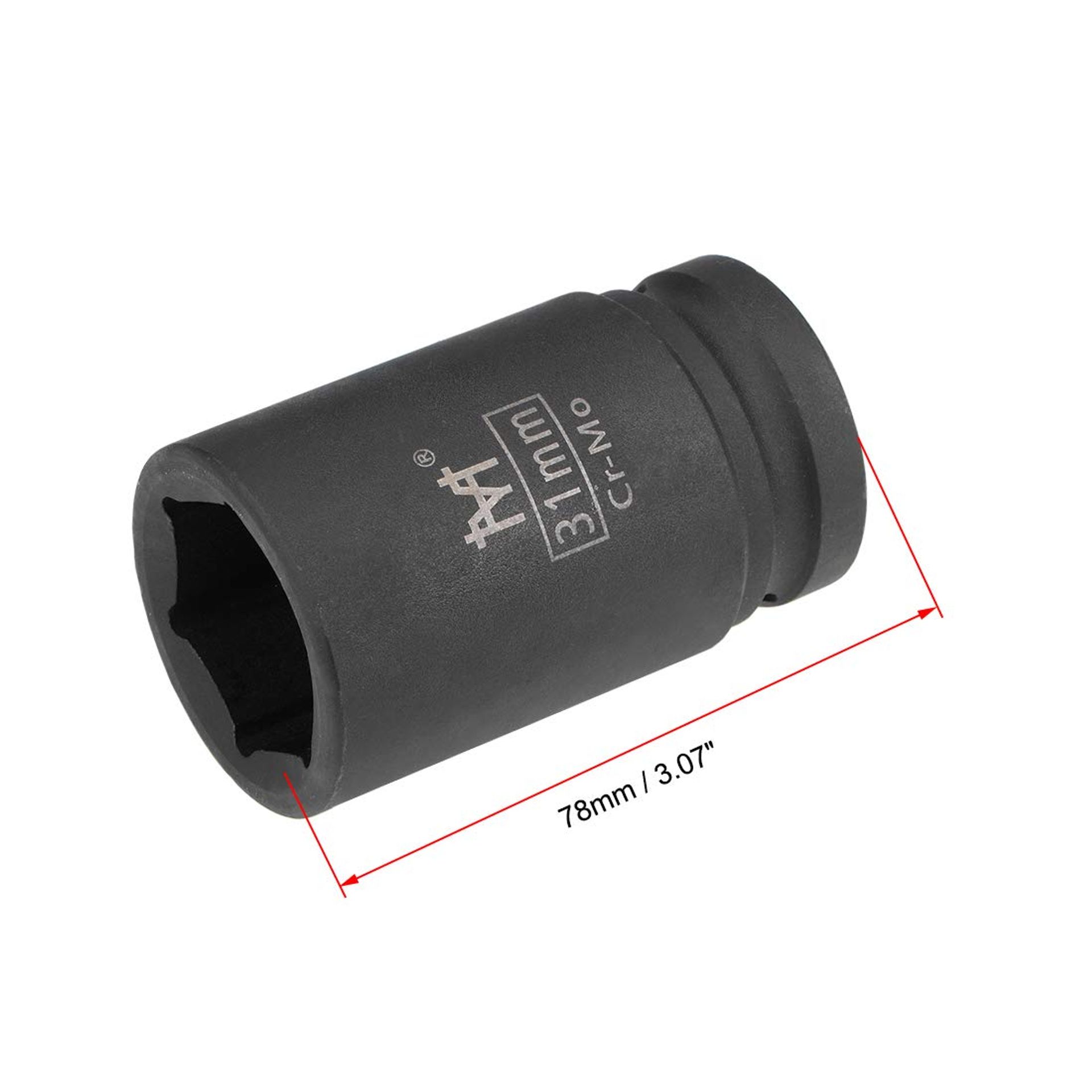 Uxcell 3/4" Drive 17mm Deep Impact Socket – 6-Point, Cr-Mo Steel, Black Phosphate, 78mm Length
