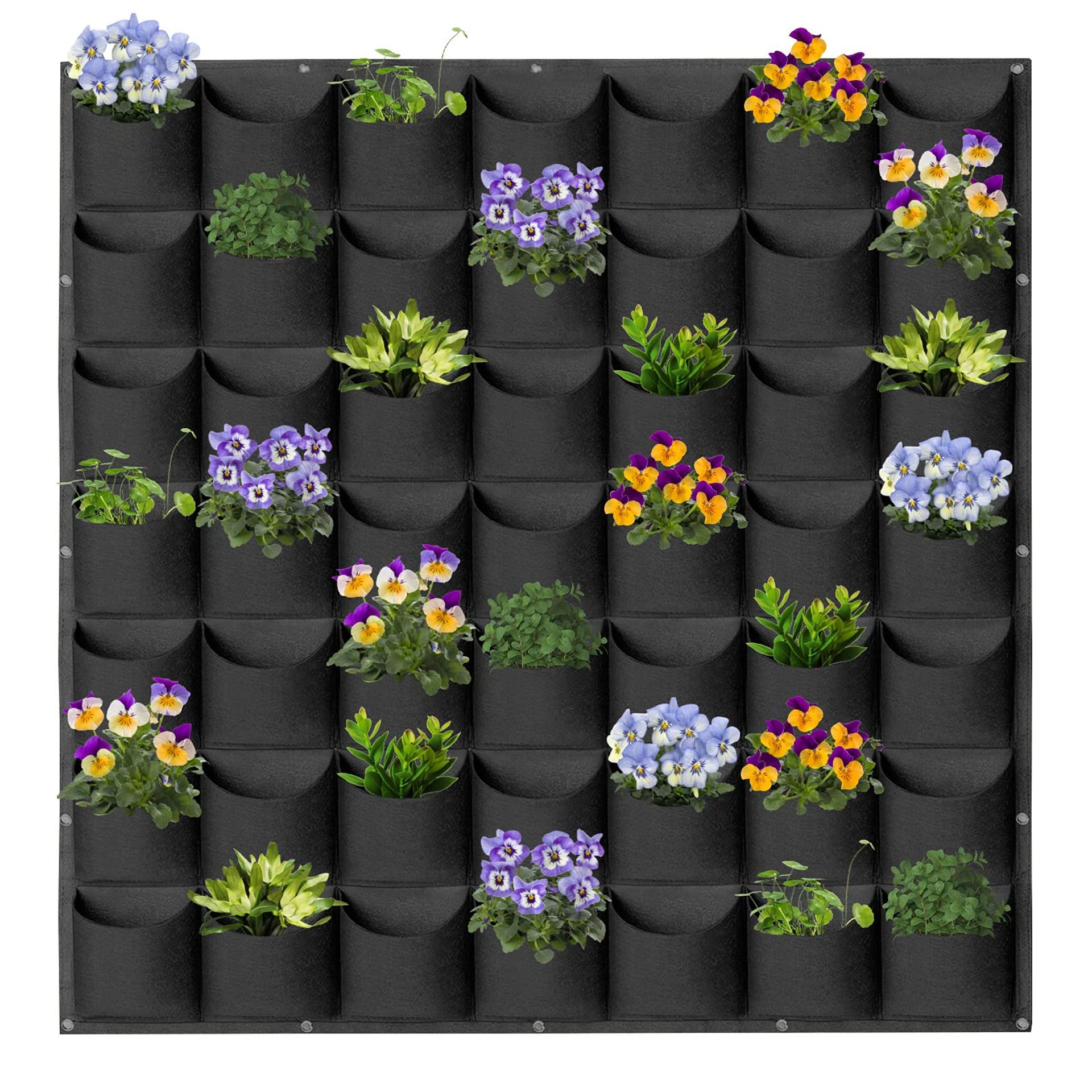 Hanging Vertical Wall Planter Bag 49 Pockets Felt Garden Grow Pouch Durable & Reusable - Black 49 Pockets