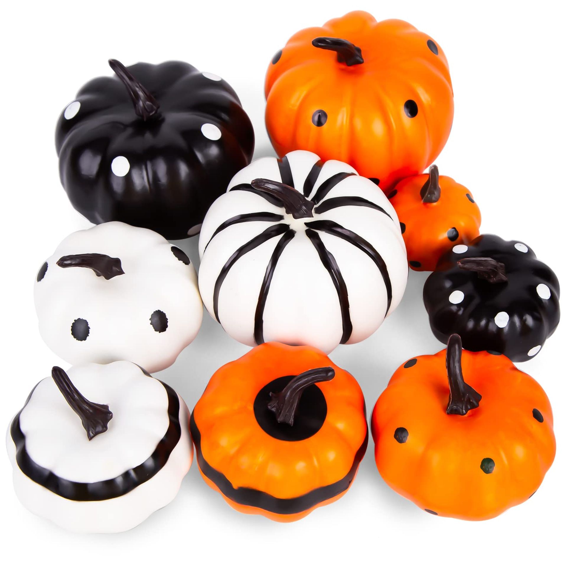 VGOODALL 42PCS Artificial Pumpkins Sets, 12PCS Mini Fake Pumpkins
