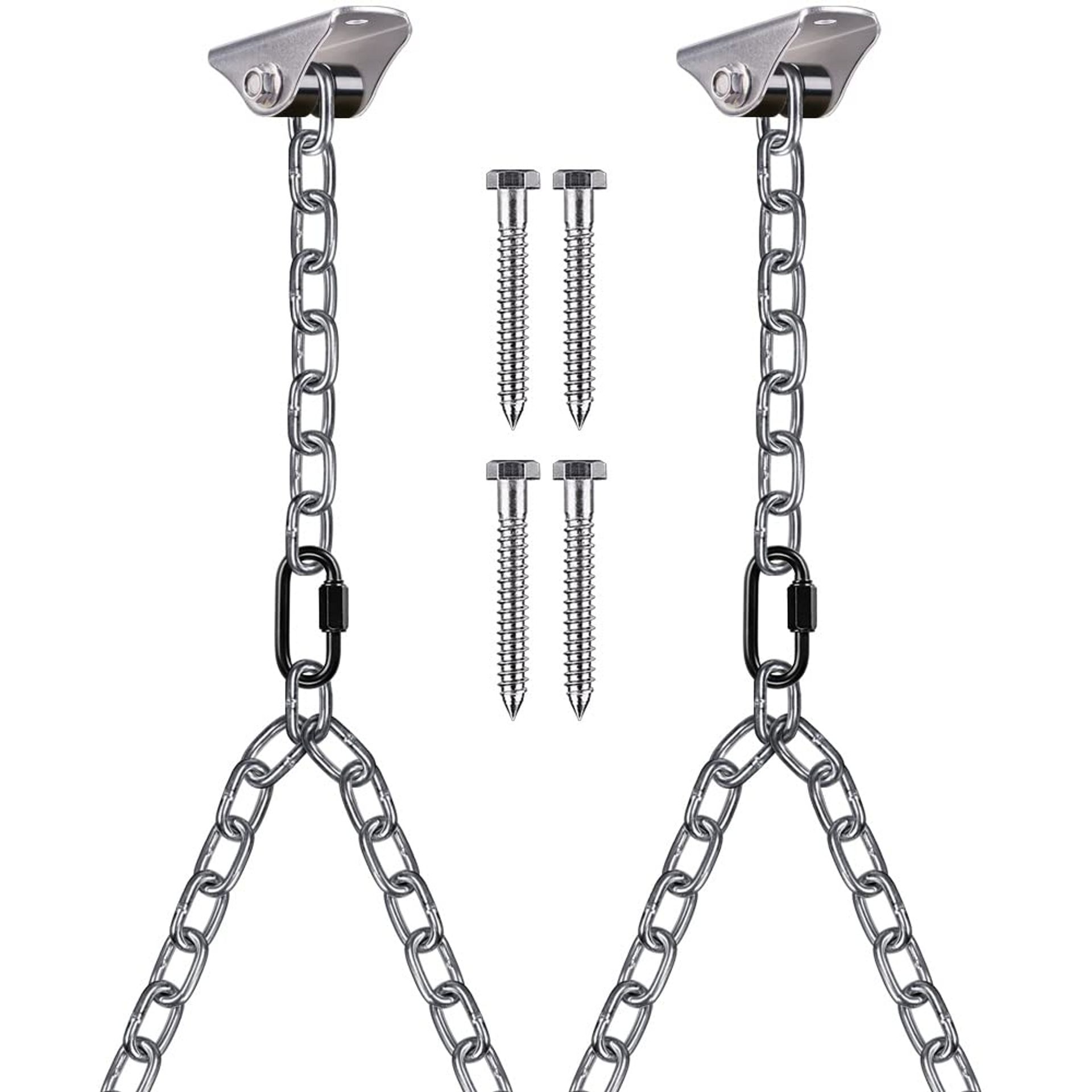 Swing Chair Hanger 2pcs Heavy Duty Hammock Ceiling Hook Set 1000lbs Load with 200cm Y Chain for Indoor & Outdoor Hanging Chairs - Silver 2m Y Chain