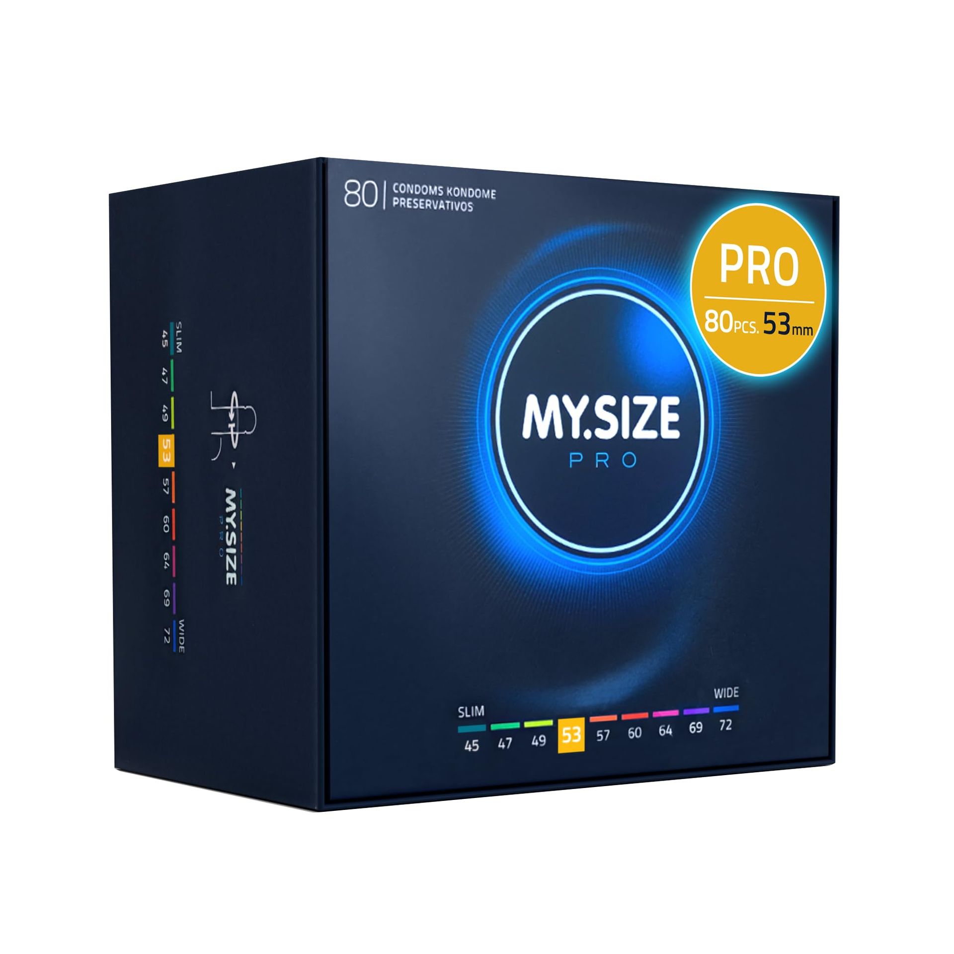 MY.SIZE PRO Condoms 53 mm Comfortable Fit Latex Condoms Pack of 80 - Unscented 53 mm