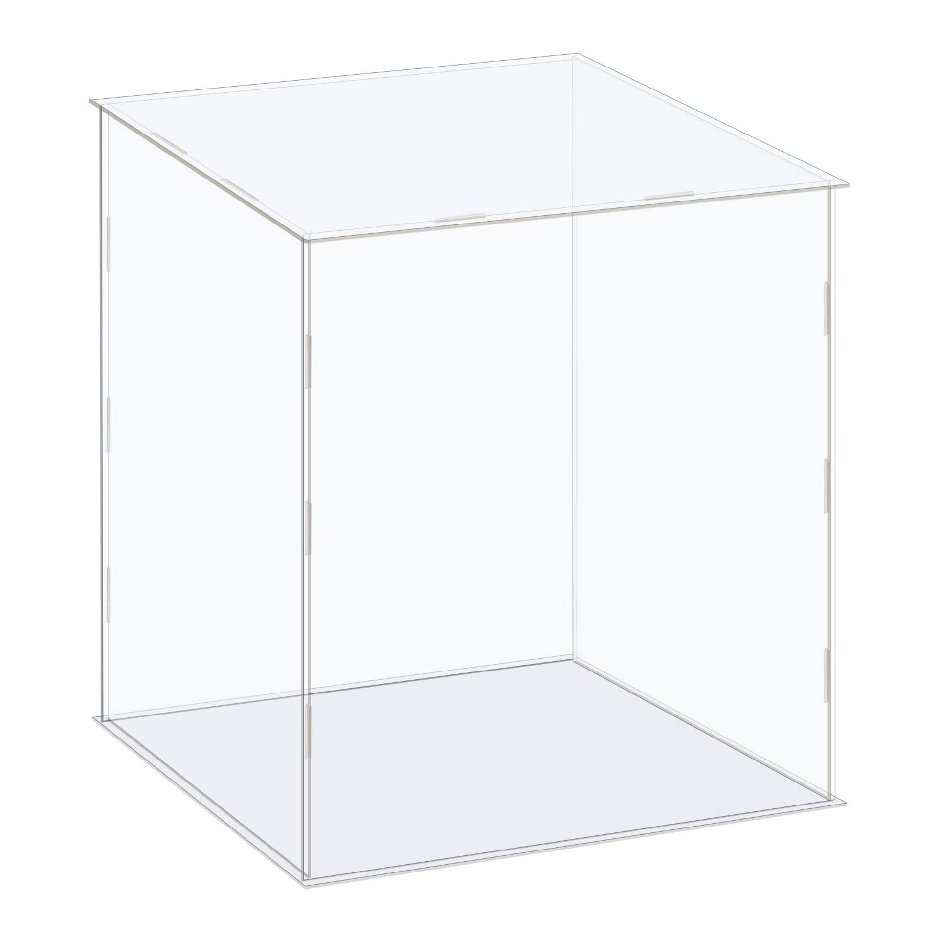 Clear Acrylic Display Case Box with White Base, Dustproof Showcase for Collectibles, Figures & Models - 26x26x31cm