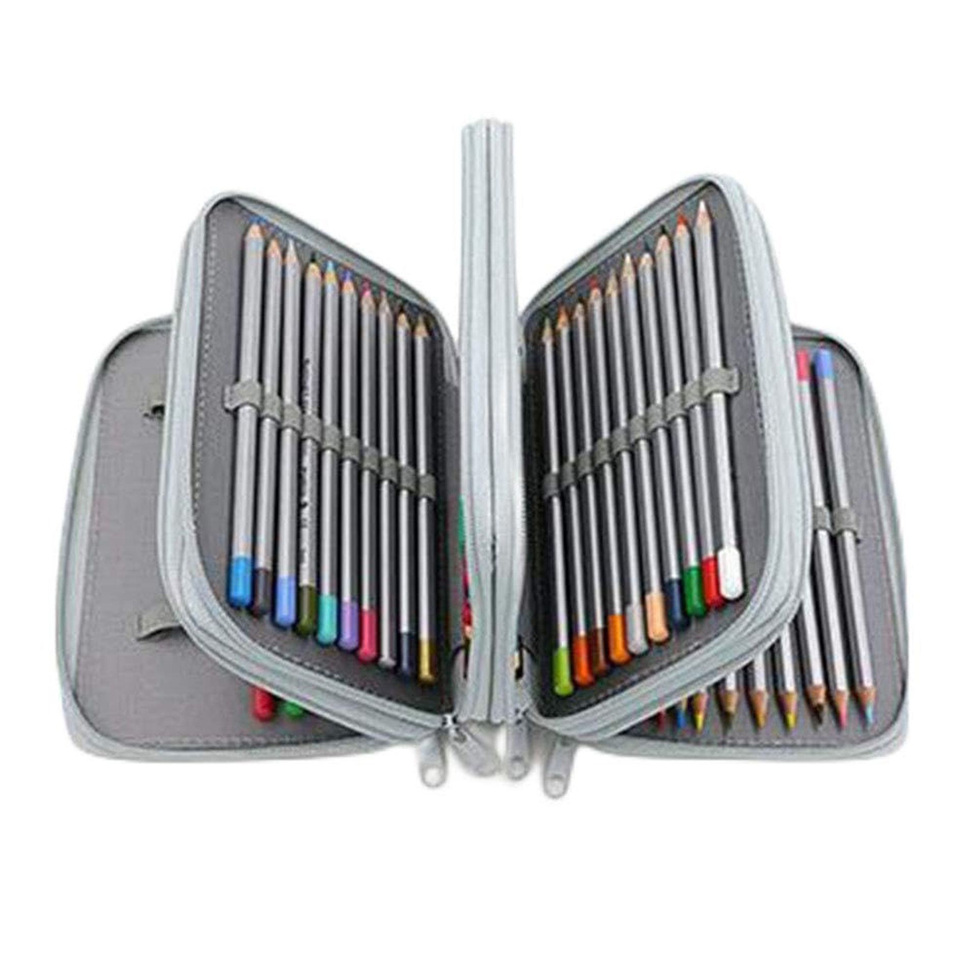 Super Large Capacity Pencil Case 72 Slots - Extra Large Storage for Pencils, Coloured Pencils, Markers - Grey