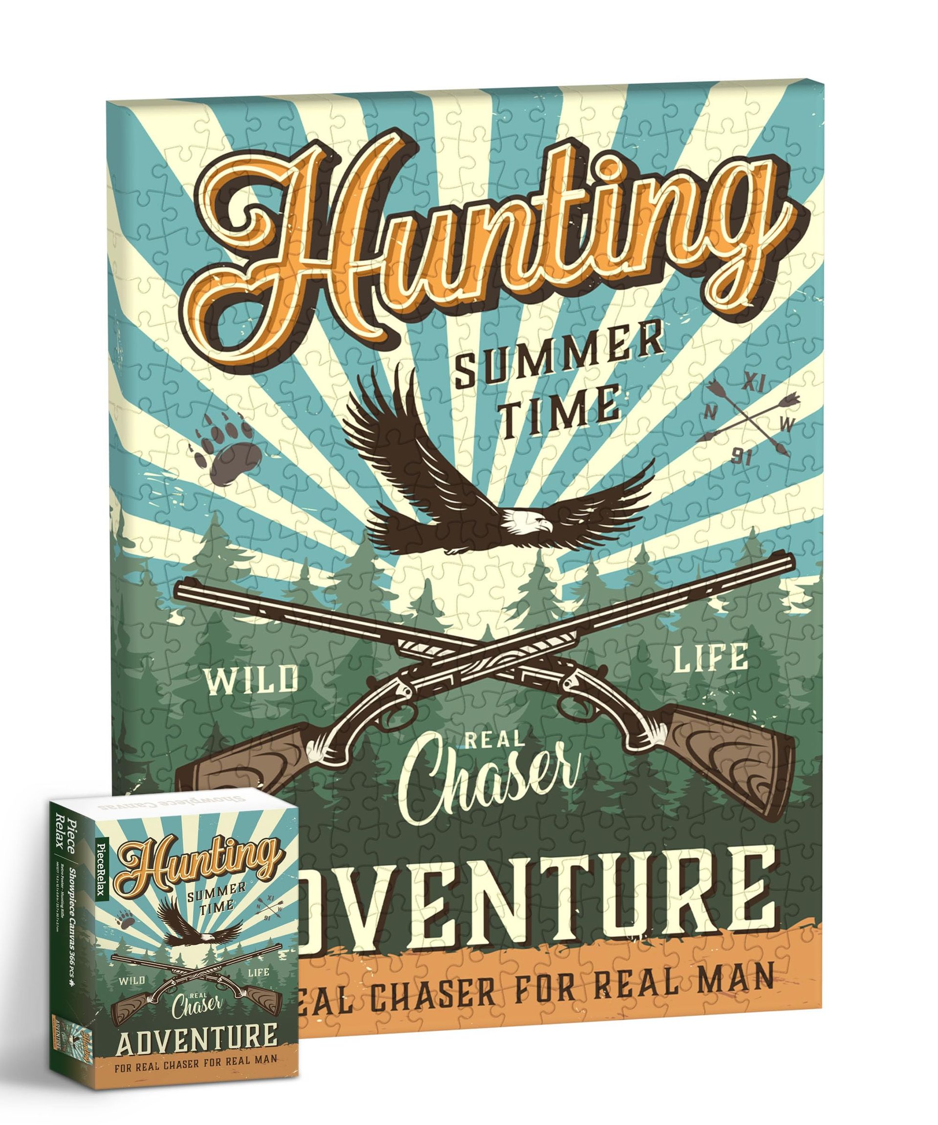 Canvas Wall Art Jigsaw Puzzle for Adults Retro Poster Hunting Rifle Design Home Décor Gift - Retro Poster Hunting Rifle - Spring Refresh