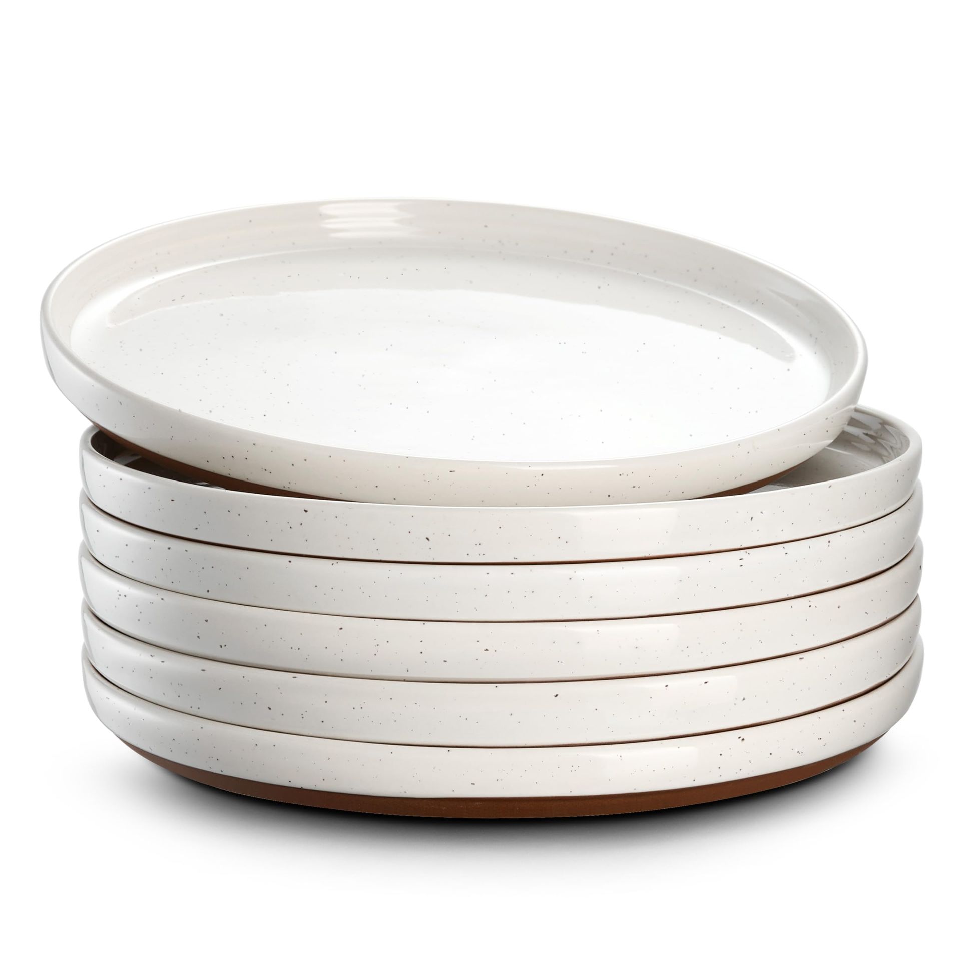 Porcelain Dinner Plates Set of 6 Microwave & Dishwasher Safe for Salad, Dessert & Snacks - Vanilla White 21.5 cm