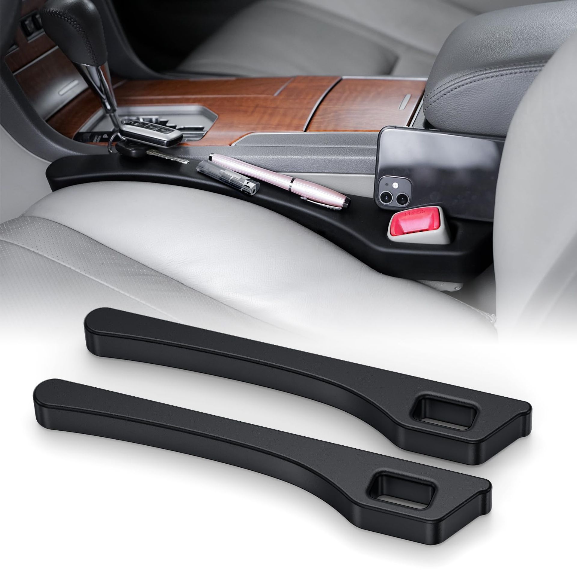 Universal Car Seat Gap Filler Set (2 Pack) - Soft Foam Drop Blockers for Cars, SUVs & Trucks - Black