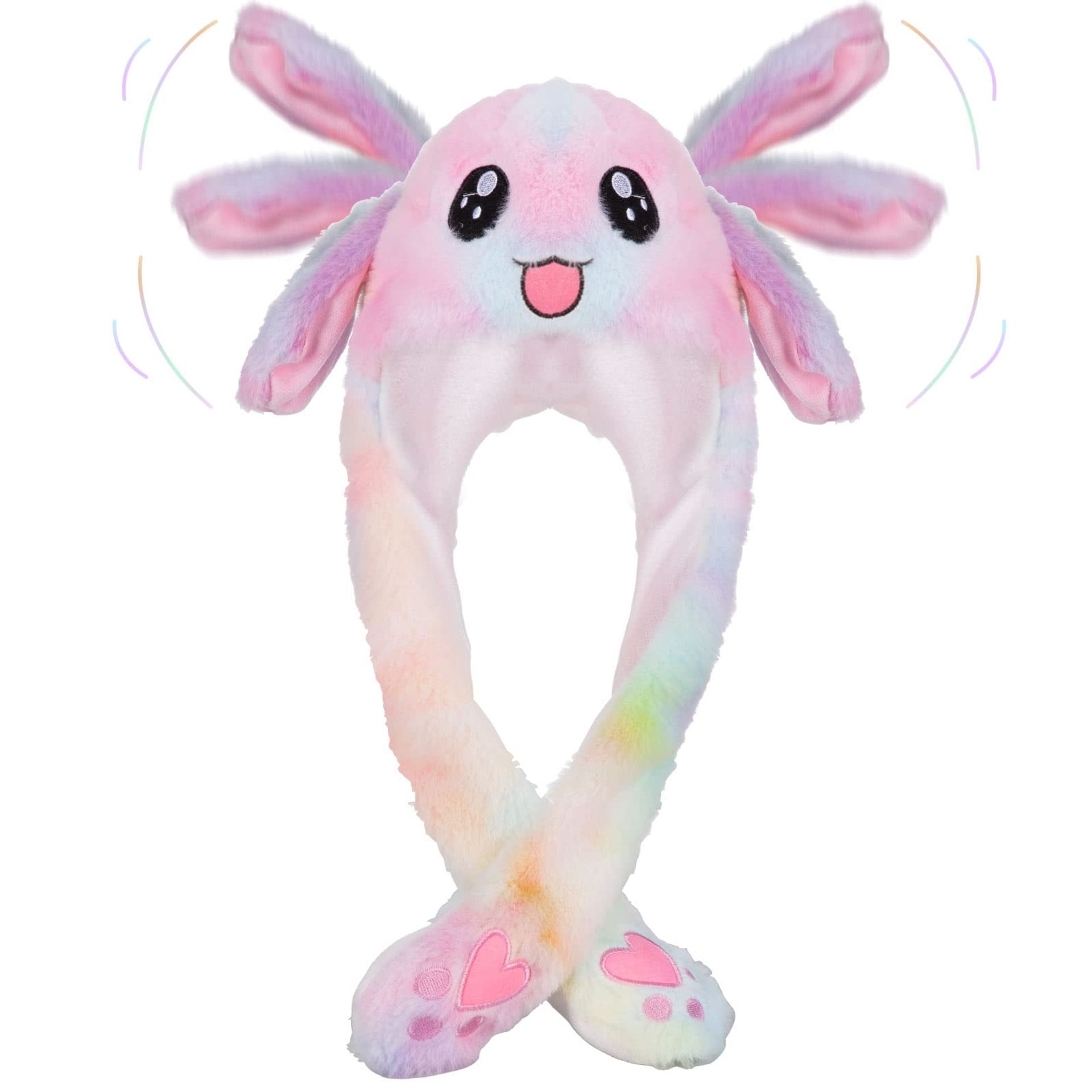 Easter Bunny Hat with Moving Ears - Fun Cosplay Plush Cap for Women, Teens & Kids - Colourful & Interactive