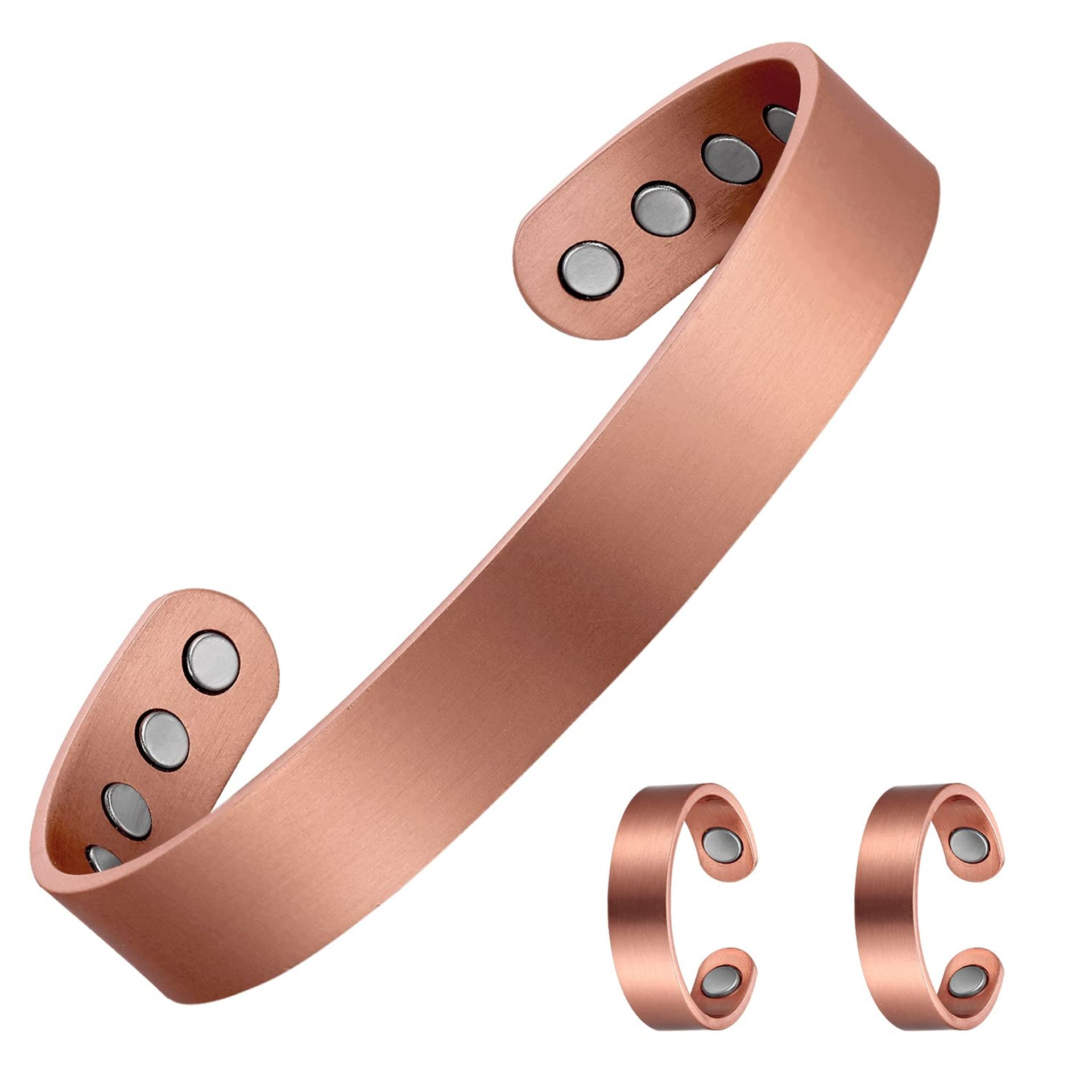 Pure Copper Magnetic Bracelet & Ring Set for Men - Adjustable, 6 Magnets, Stylish Gift Jewellery