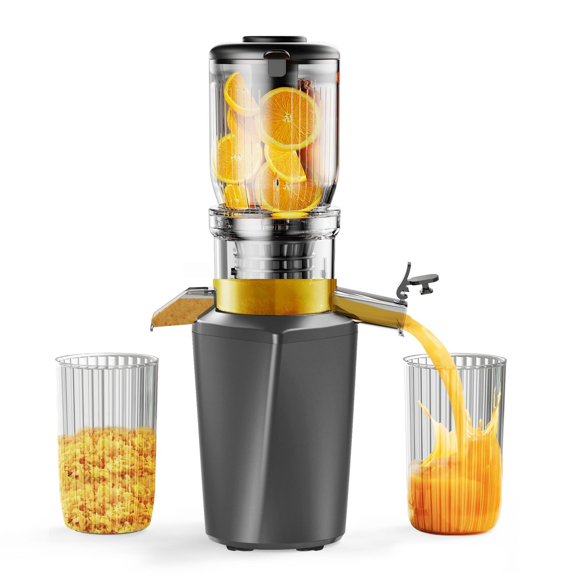 Cold Press Slow Juicer for Nutrient-Rich Drinks, Compact Design for Home Use, Easy to Clean (Silver-Grey)