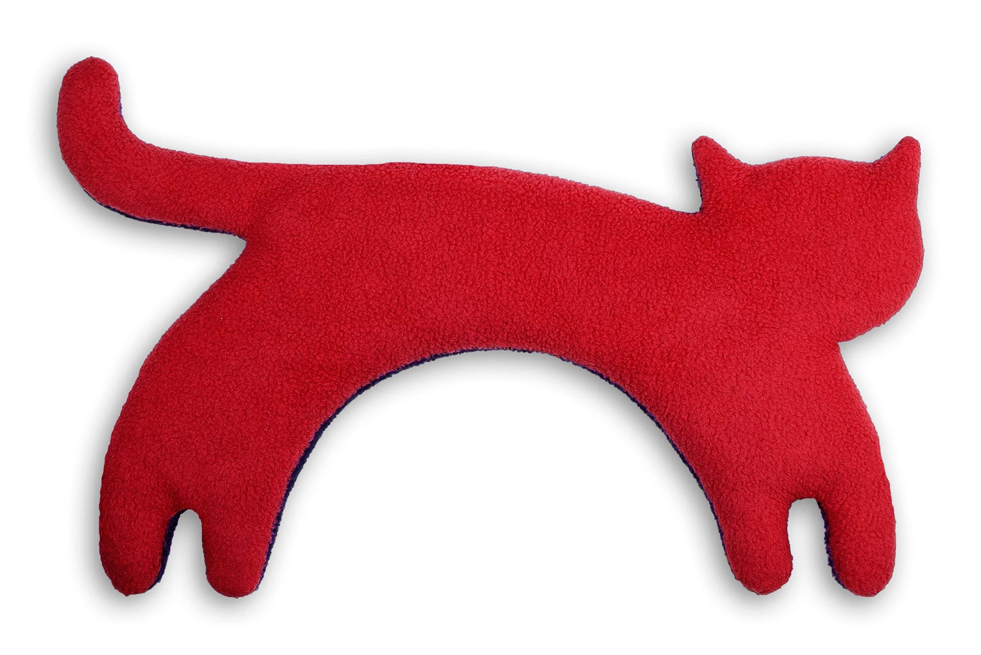Warming Pillow Plush Cat Design Heat Retaining Neck & Shoulder Cushion - Red Medium (Standing Minina the Cat)