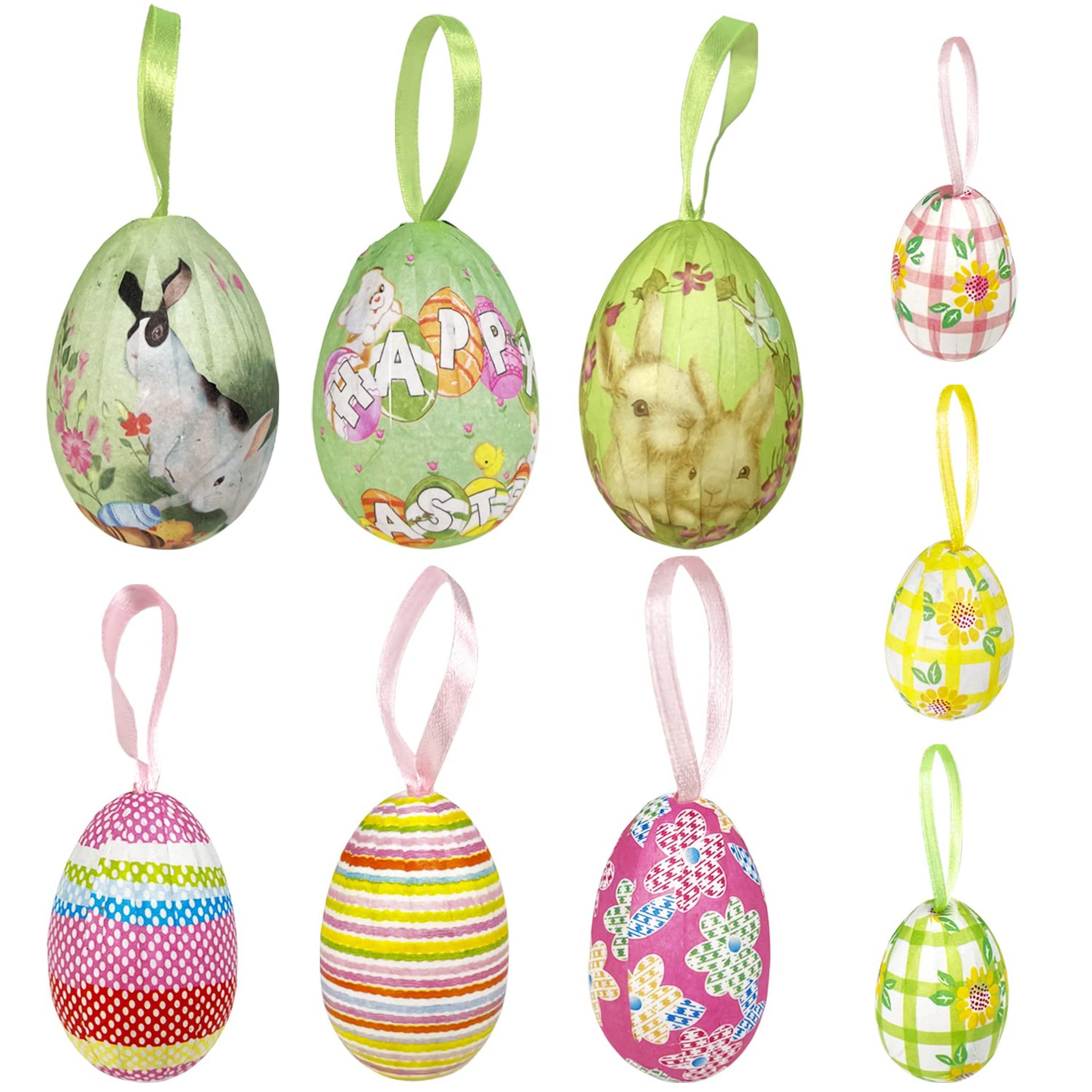 24Pcs Multicoloured Easter Hanging Eggs - Foam DIY Crafts Ornaments for Decoration