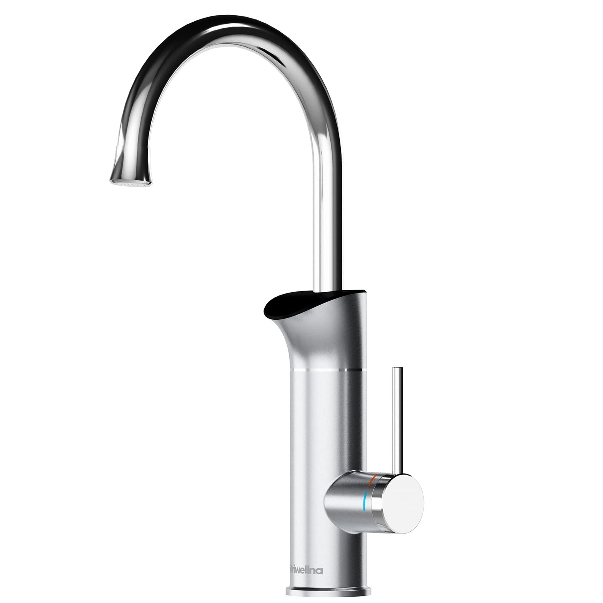 Instant Hot Water Heater Tap Digital Display Tankless 360° Rotate Electric Kitchen Faucet - Silver KP22