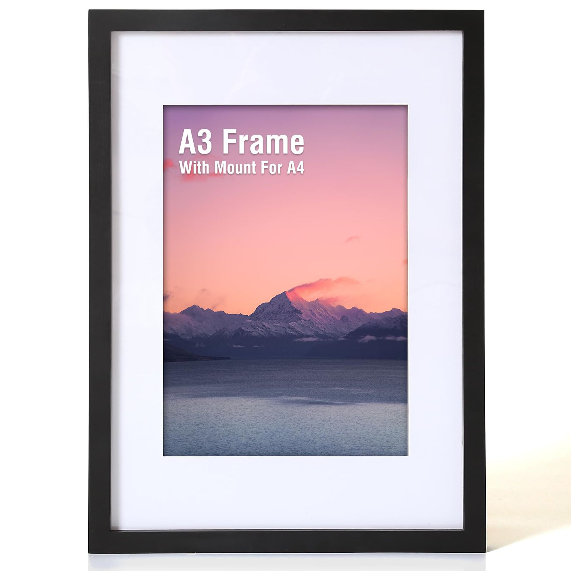 A3 Wooden Photo Frame with Acrylic Front, Black - Perfect for A4 Prints, Posters & Certificates