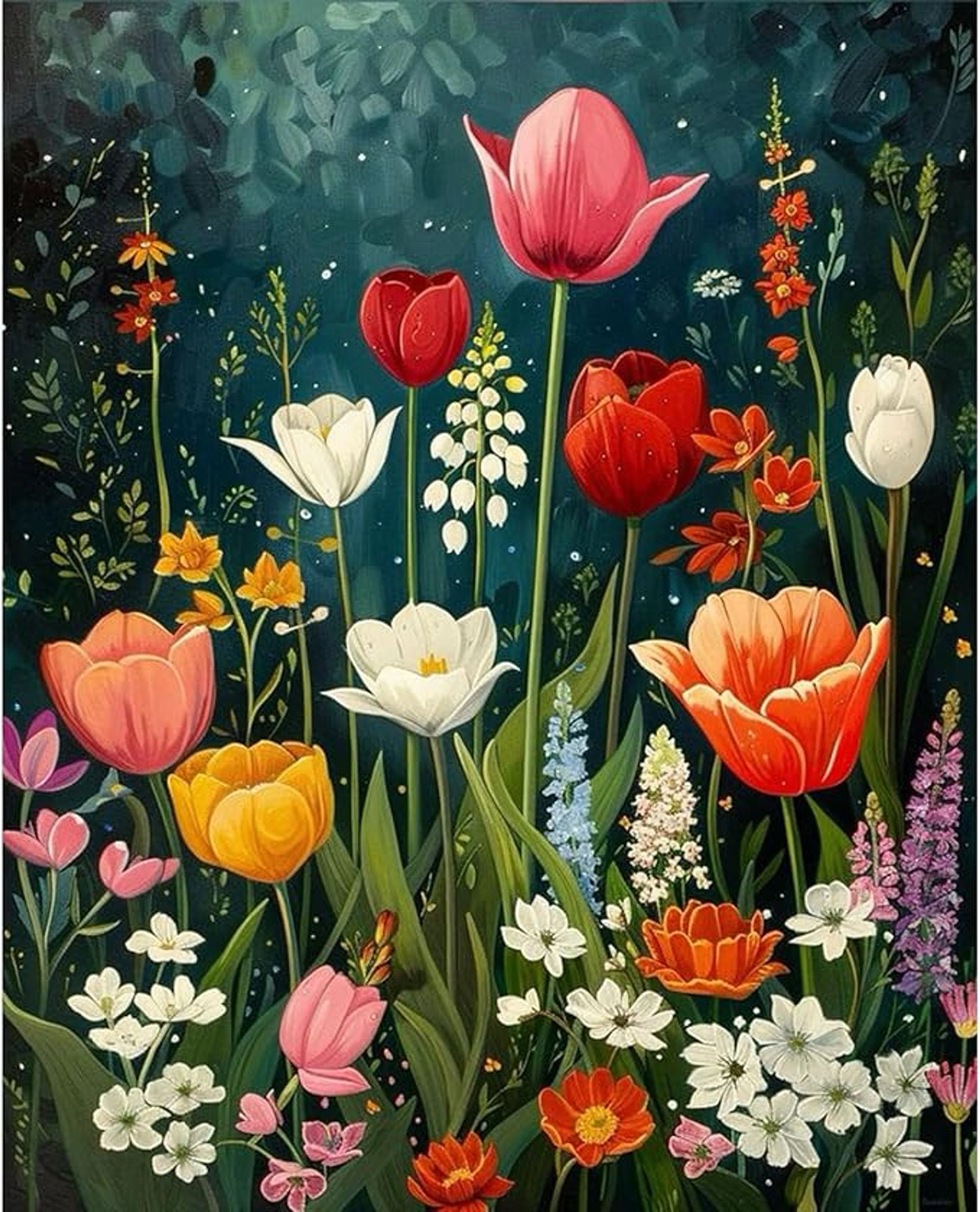 JATOK Easy Paint by Numbers Kit for Adults & Beginners - 16x20in Flower Canvas Décor