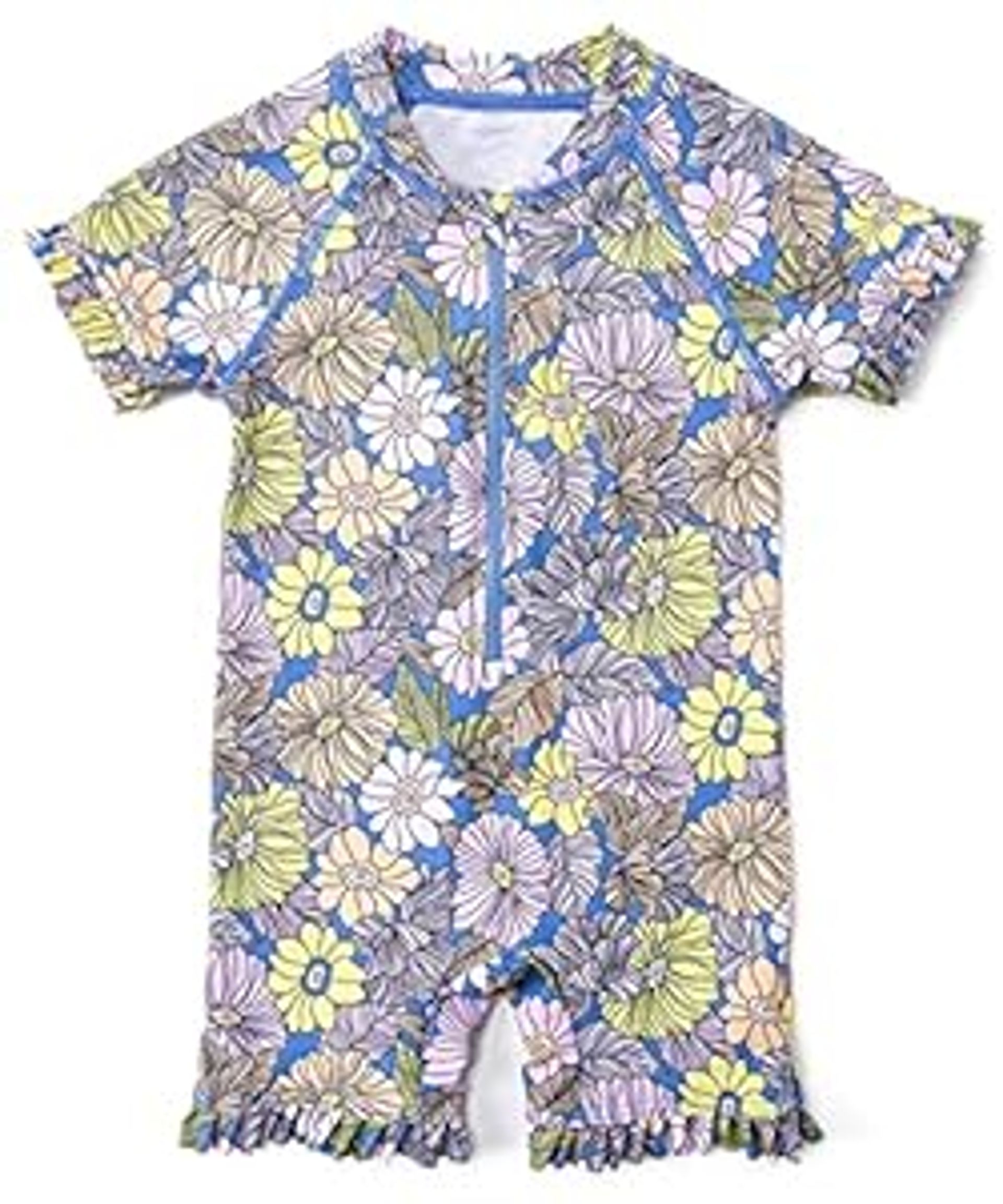 Baby & Toddler One-Piece Swimsuit UPF 50+ Sun Protection - Flower Print Eco Fabric 6-9 Months