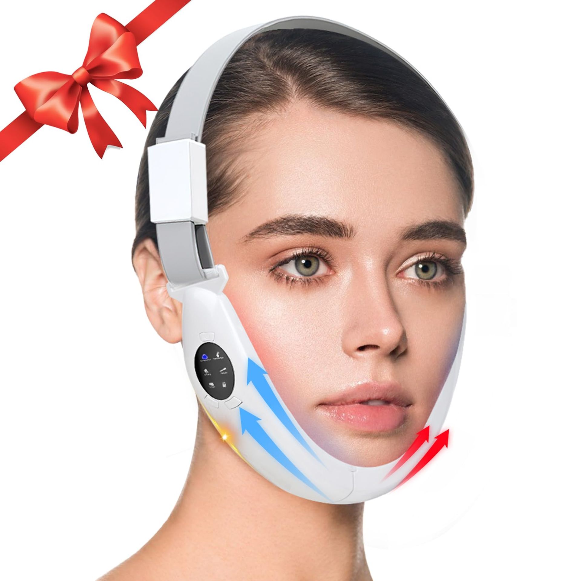 Electric V-Face Shaping Massager with EMS, LED Light Therapy & Jawline Exerciser for Skin Tightening and Double Chin Reduction - Valentines - Valentines