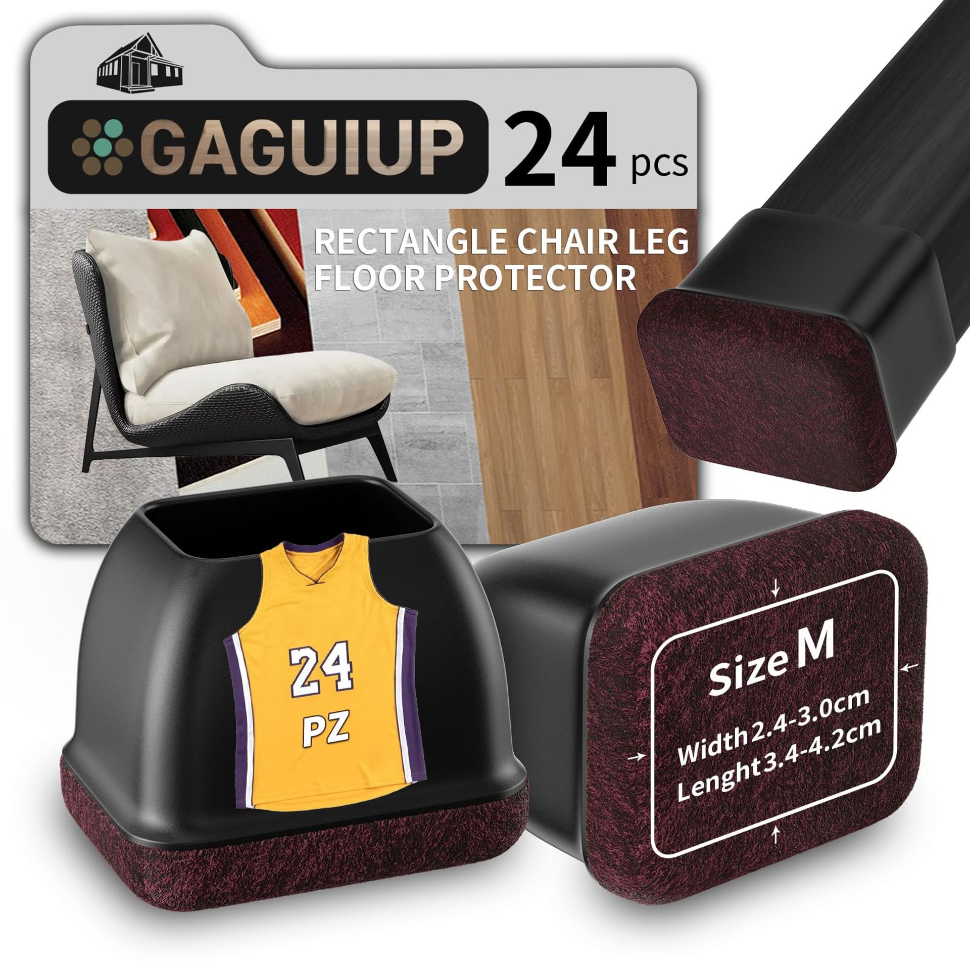 Silicone Chair Leg Floor Protectors - Prevent Scratches & Reduce Noise - Easy Fit for Rectangular Legs