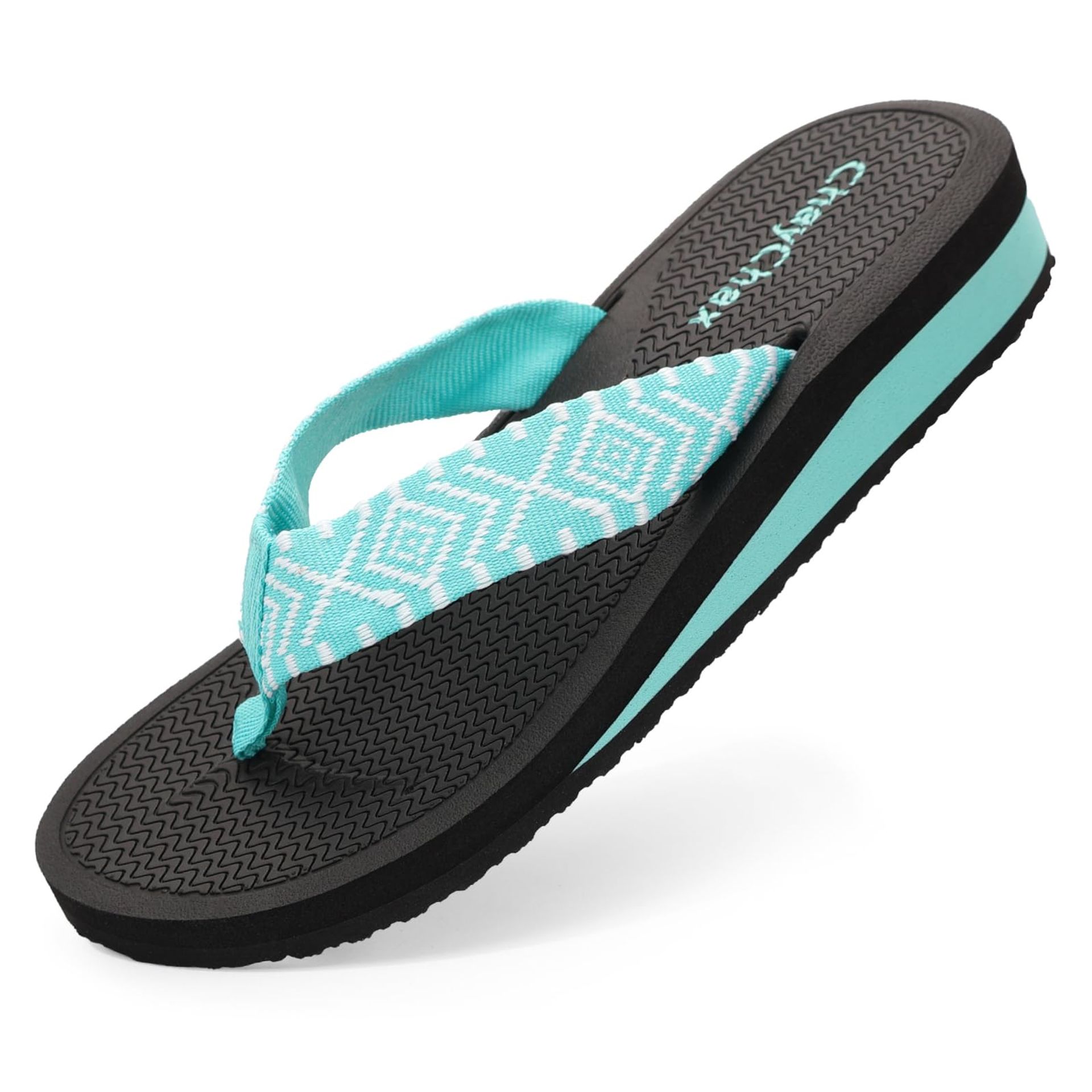 Women's Summer Beach Flip Flops Wedge Thong Sandals Comfortable Casual Outdoor Footwear - Blue UK 6.5