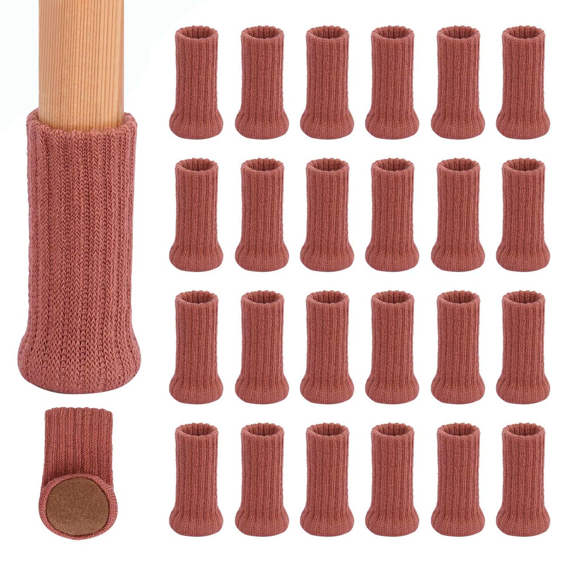 Ezprotekt Chair Leg Socks Floor Protectors, Non-Slip, Brick Red, Fits 1"-2" Diameter, Set of 24