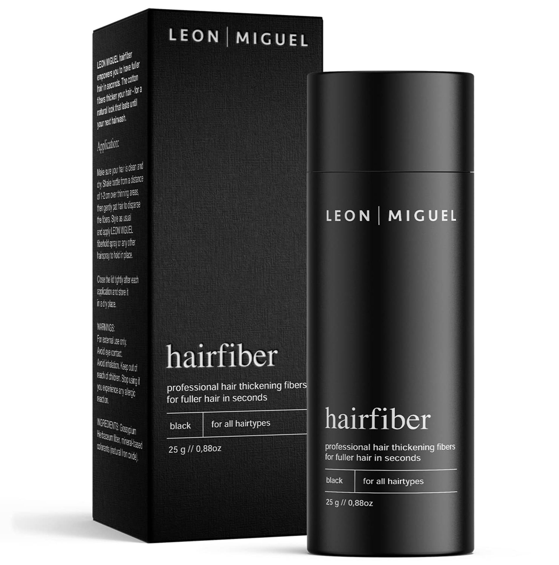 Hair Building Fibres Conceal Thinning Hair, Hair Loss & Bald Spots Instantly - Black 25g