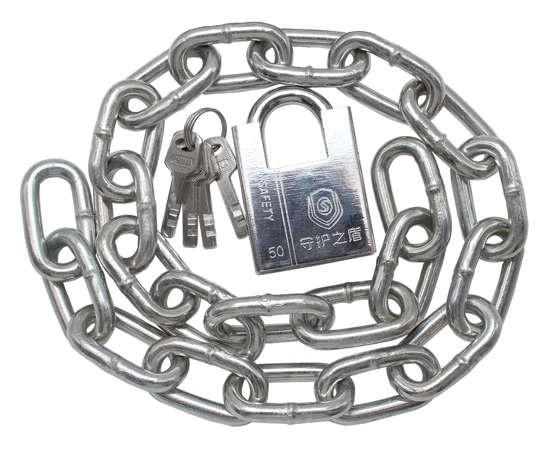 Heavy Duty Bike Chain Lock 8mm Hardened Steel with 4 Keys for Bicycles, Motorcycles & Gates - Black 800mm