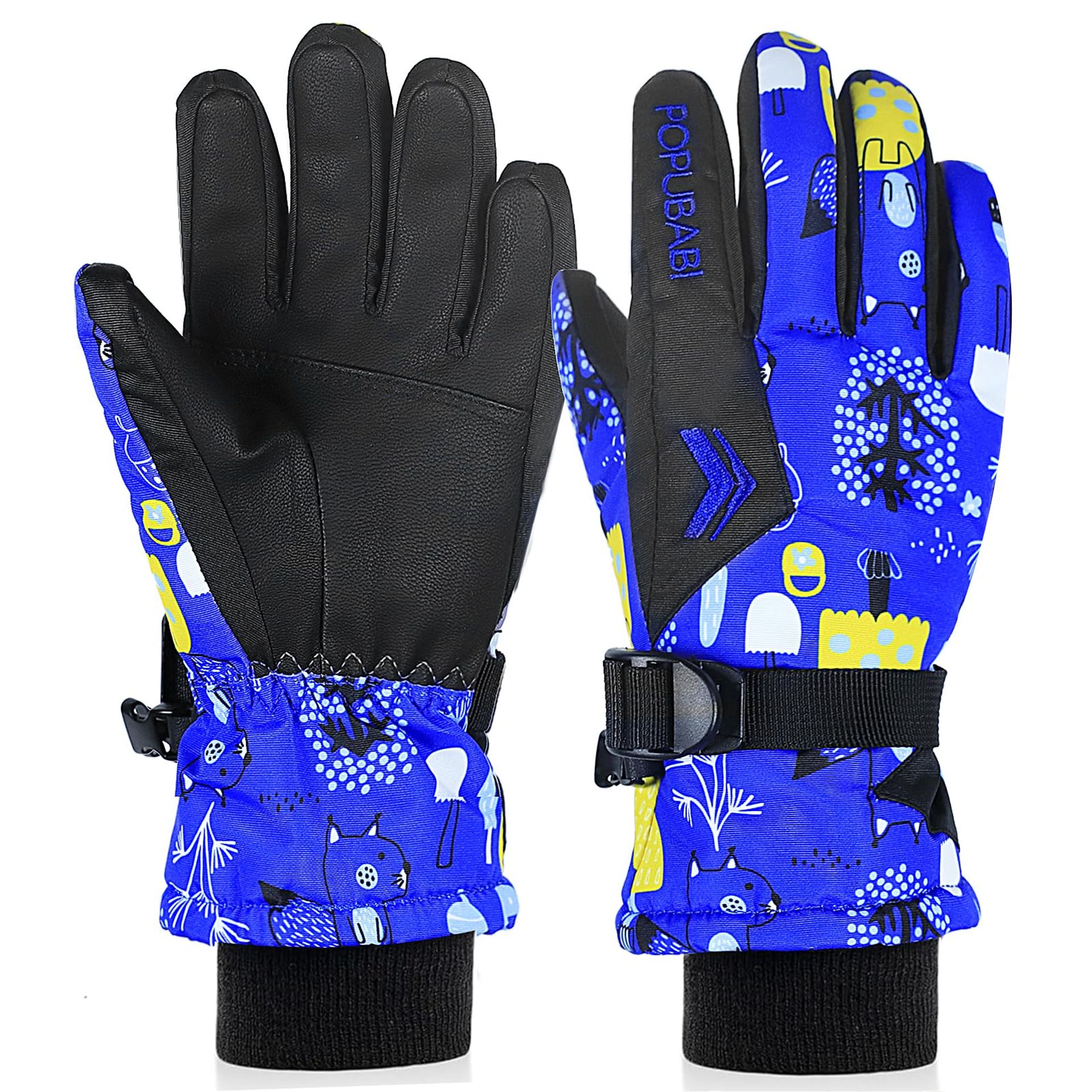 POPUBABI Ski Kids Gloves, Waterproof Gloves Kids, Ski Boy Girl Gloves, Winter Thermal Gloves Kids, Cycling Thinsulate Gloves Kids, Kids Snow Gloves, Running Gloves for Snowboarding Skiing Hiking