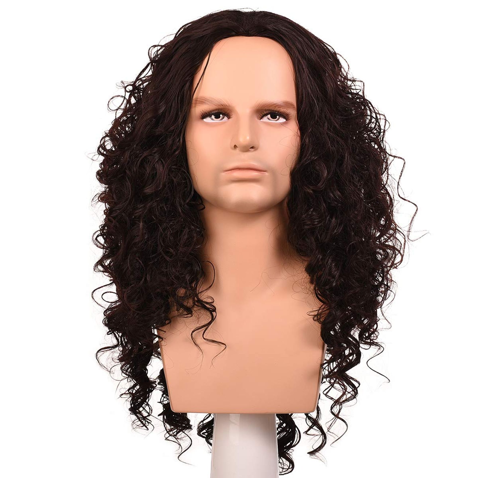 Long Curly Kinky Synthetic Wig for Cosplay, Costume and Halloween Parties - Dark Brown MRV012